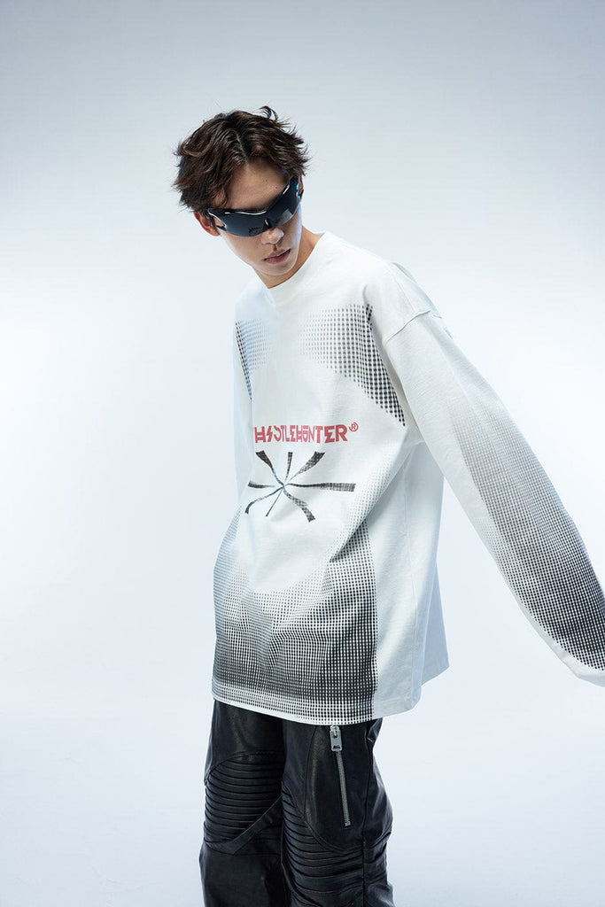 WHISTLEHUNTER Contrasted Misaligned Logo L/S Tee, premium urban and streetwear designers apparel on PROJECTISR.com, WHISTLEHUNTER
