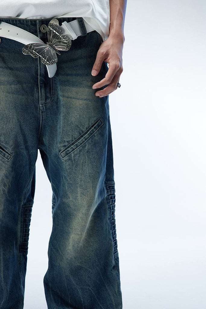 WHISTLEHUNTER Multi-Layered Washed Straight Jeans, premium urban and streetwear designers apparel on PROJECTISR.com, WHISTLEHUNTER