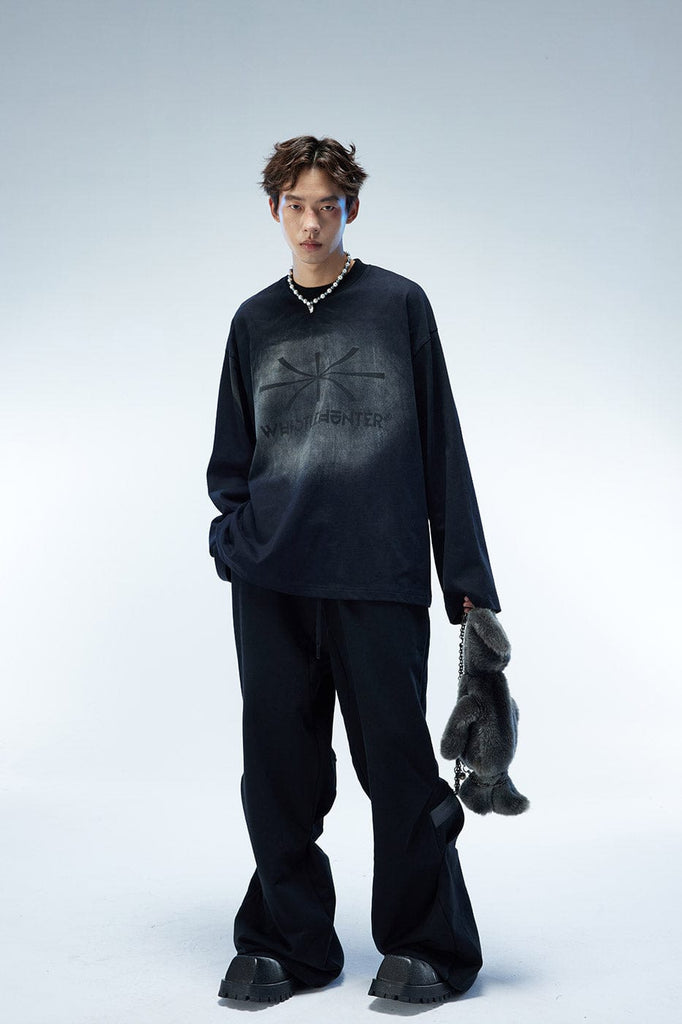WHISTLEHUNTER Distressed Washed Logo L/S Tee, premium urban and streetwear designers apparel on PROJECTISR.com, WHISTLEHUNTER