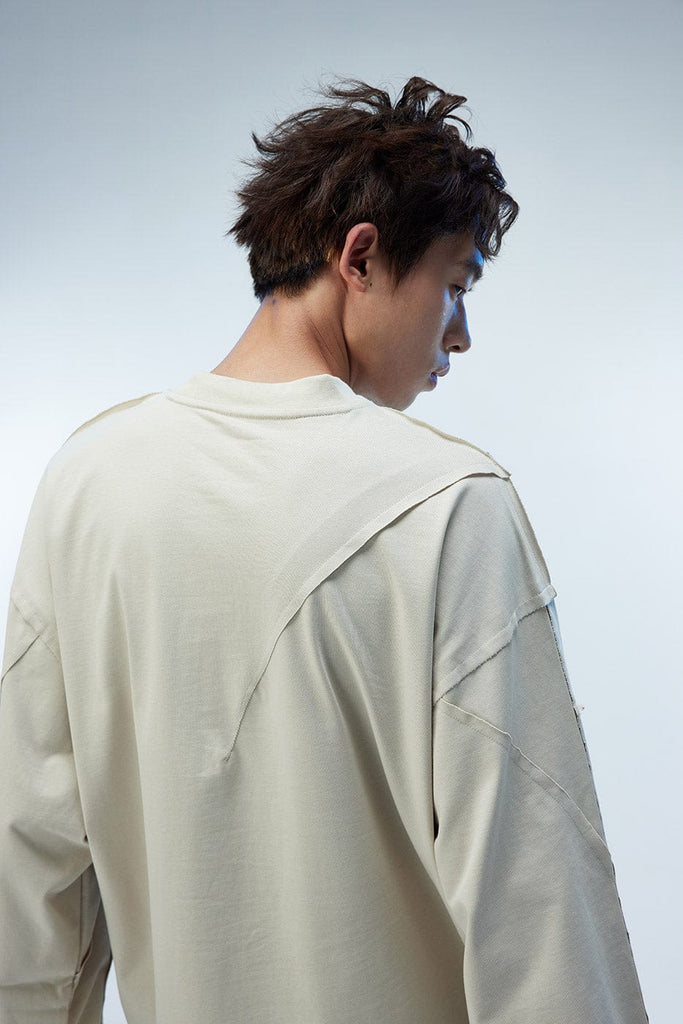 WHISTLEHUNTER Asymmetric Cut Logo Patched L/S Tee, premium urban and streetwear designers apparel on PROJECTISR.com, WHISTLEHUNTER