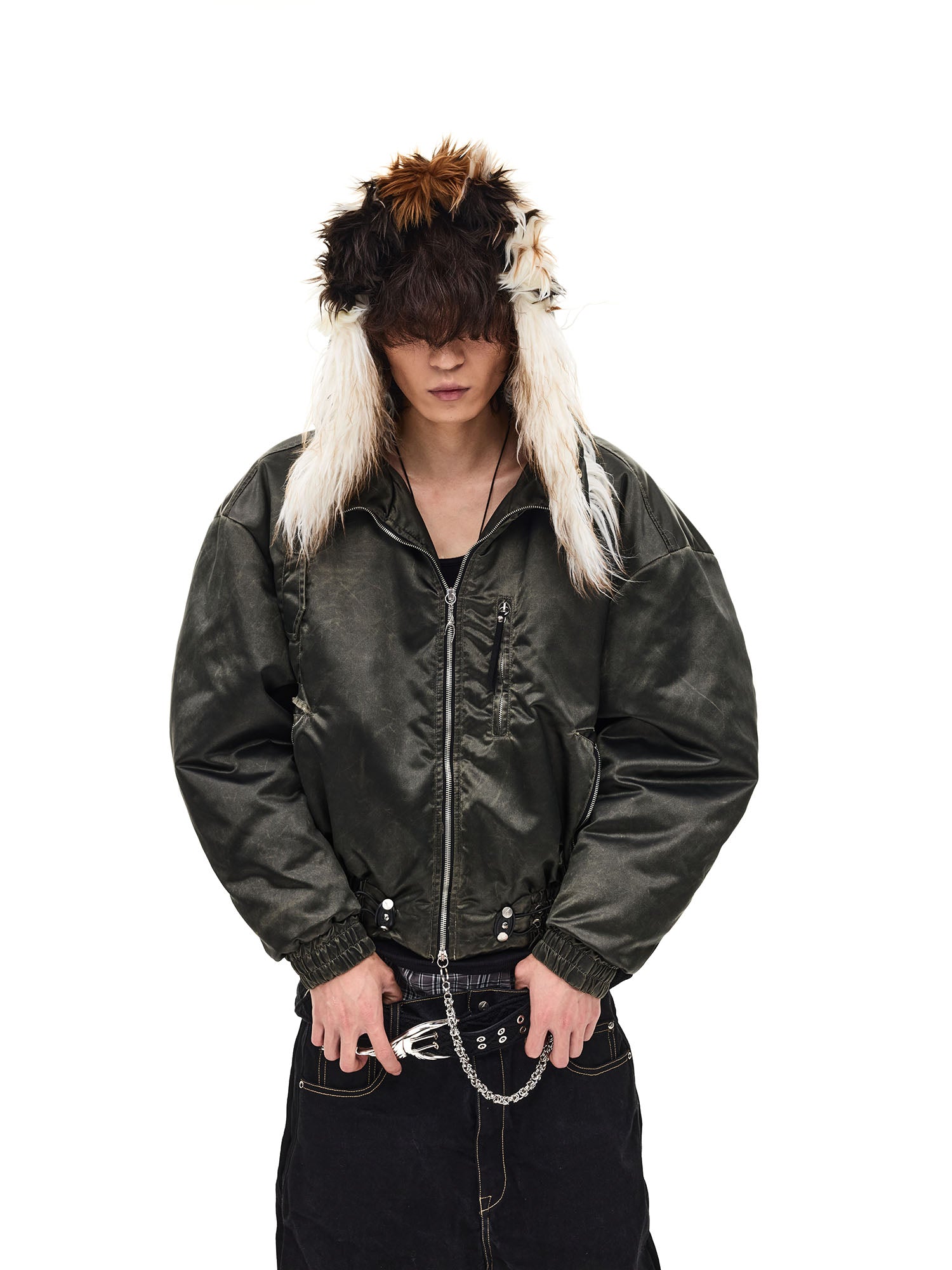 WHISTLEHUNTER Detachable Faux-Fur Hooded Bomber Jacket, premium urban and streetwear designers apparel on PROJECTISR.com, WHISTLEHUNTER