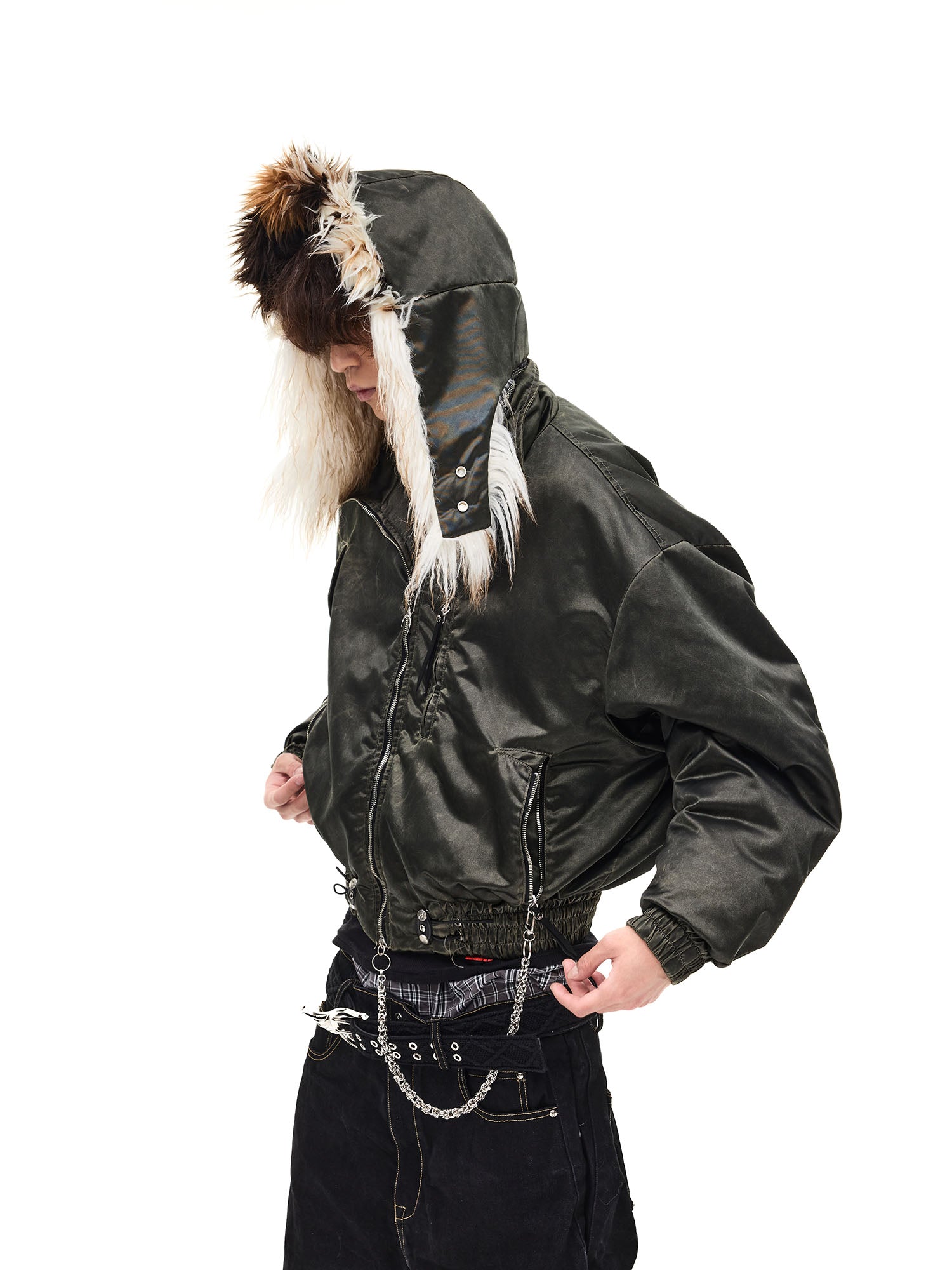 WHISTLEHUNTER Detachable Faux-Fur Hooded Bomber Jacket, premium urban and streetwear designers apparel on PROJECTISR.com, WHISTLEHUNTER