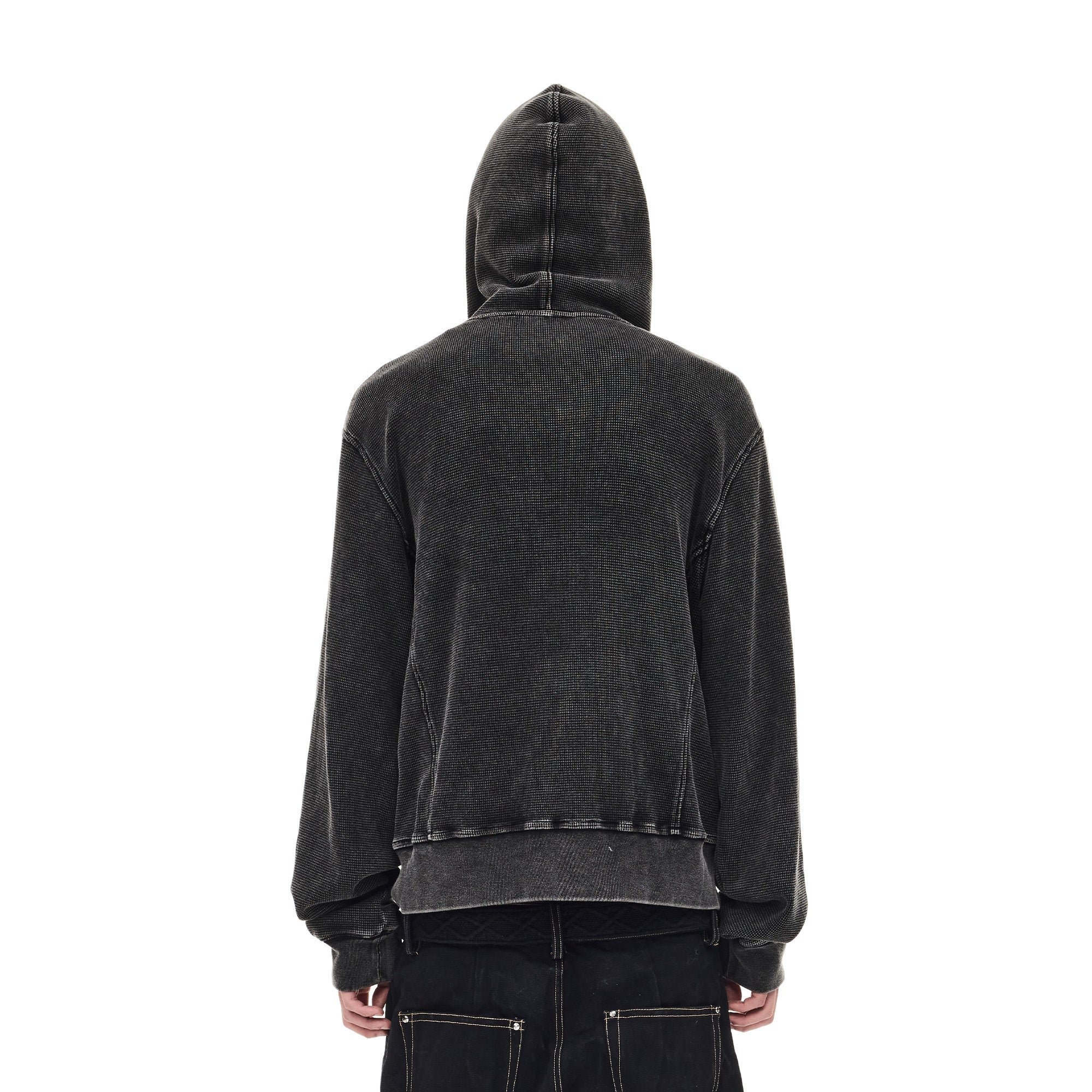 WHISTLEHUNTER Washed Waffle Studded Zip-Up Hoodie, premium urban and streetwear designers apparel on PROJECTISR.com, WHISTLEHUNTER