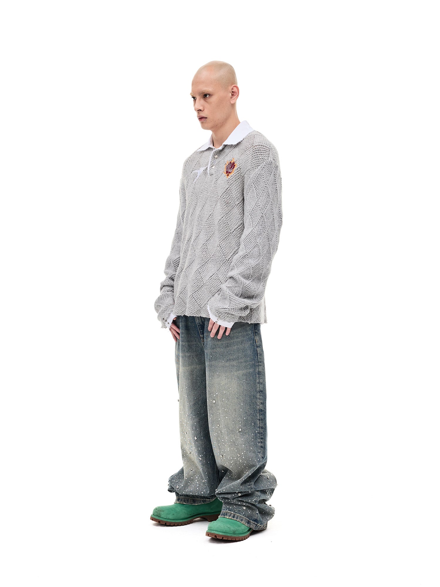 WHISTLEHUNTER Argyle Wool-Blend Polo Sweater, premium urban and streetwear designers apparel on PROJECTISR.com, WHISTLEHUNTER