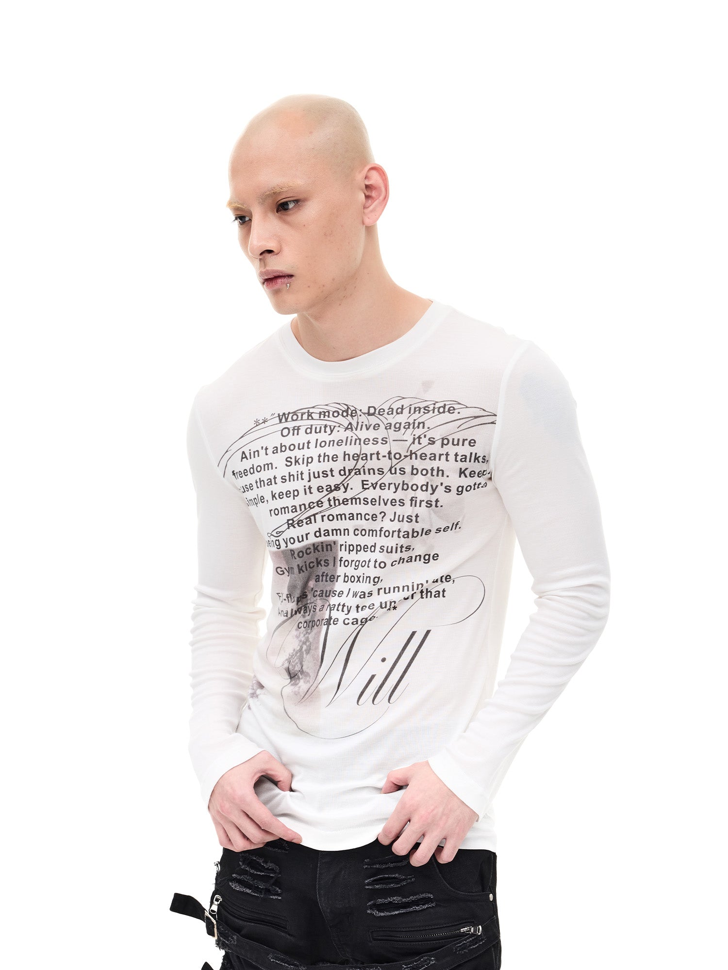WHISTLEHUNTER Graphic Slim-Fit Stretchable Long-Sleeve Tee, premium urban and streetwear designers apparel on PROJECTISR.com, WHISTLEHUNTER