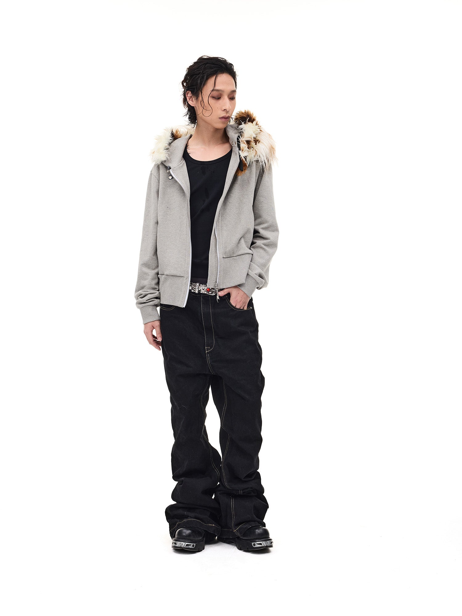 WHISTLEHUNTER Detachable Faux Fur Collar Zip-Up Hoodie, premium urban and streetwear designers apparel on PROJECTISR.com, WHISTLEHUNTER