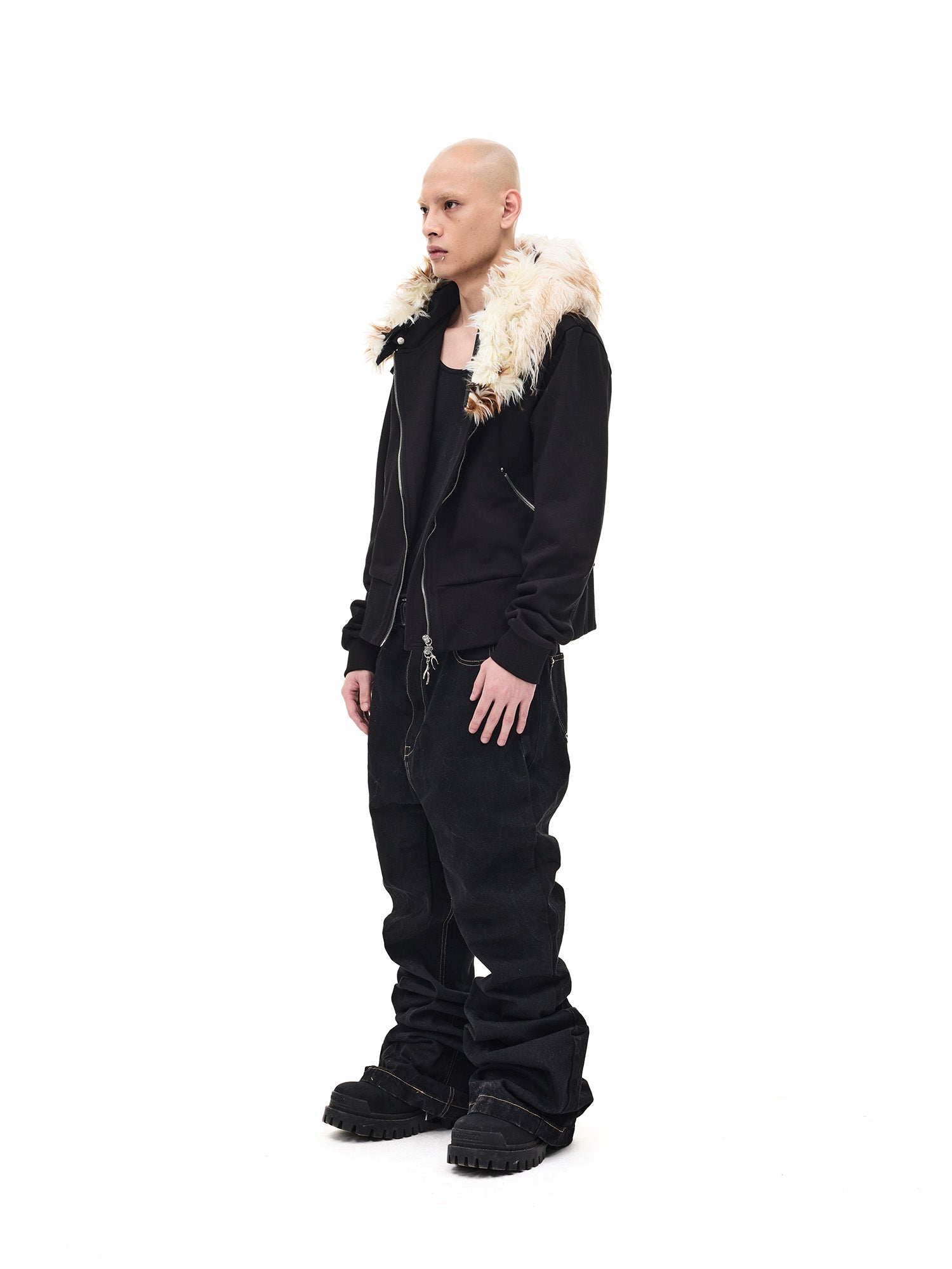 WHISTLEHUNTER Detachable Faux Fur Collar Zip-Up Hoodie, premium urban and streetwear designers apparel on PROJECTISR.com, WHISTLEHUNTER