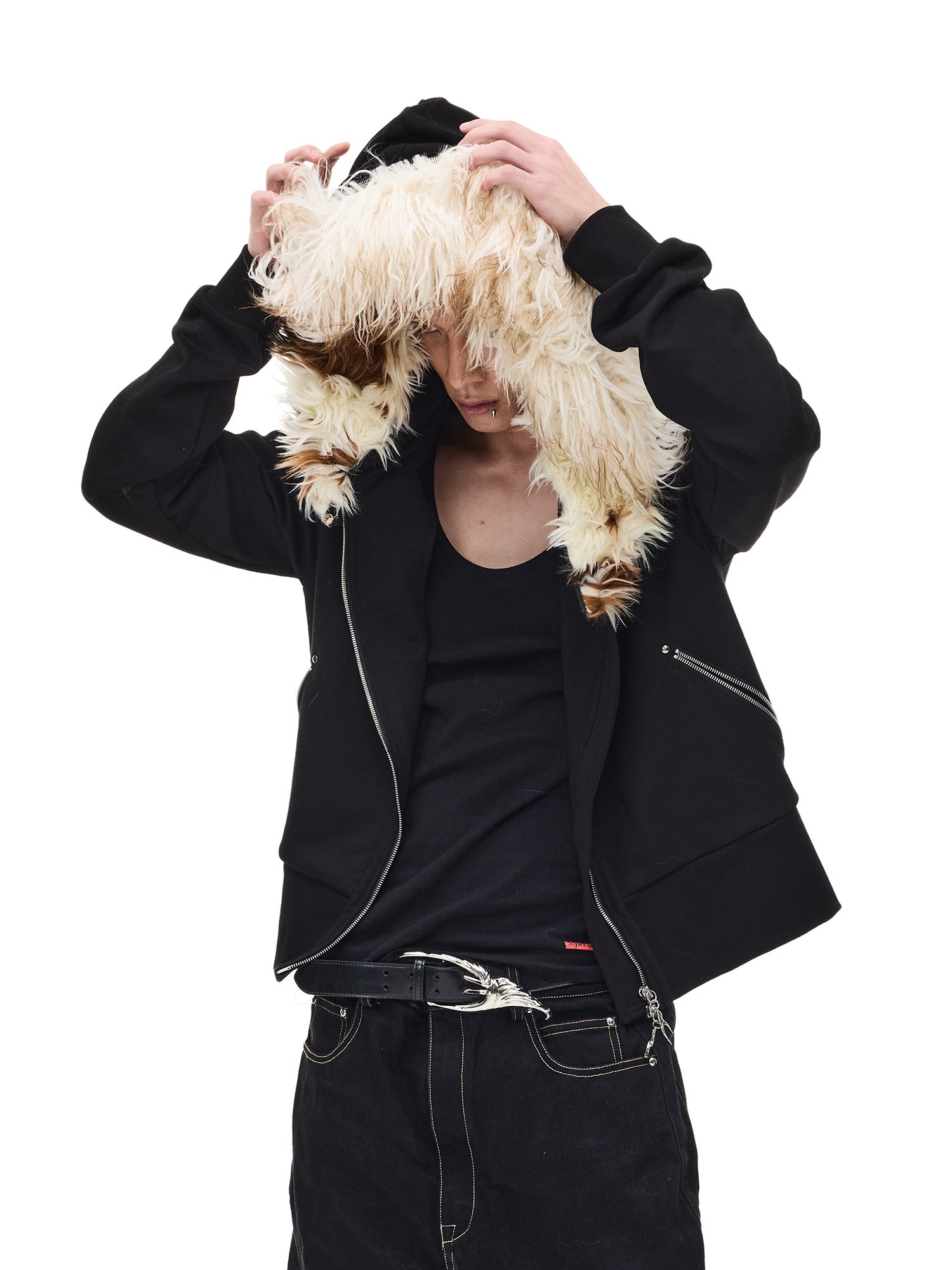 WHISTLEHUNTER Detachable Faux Fur Collar Zip-Up Hoodie, premium urban and streetwear designers apparel on PROJECTISR.com, WHISTLEHUNTER