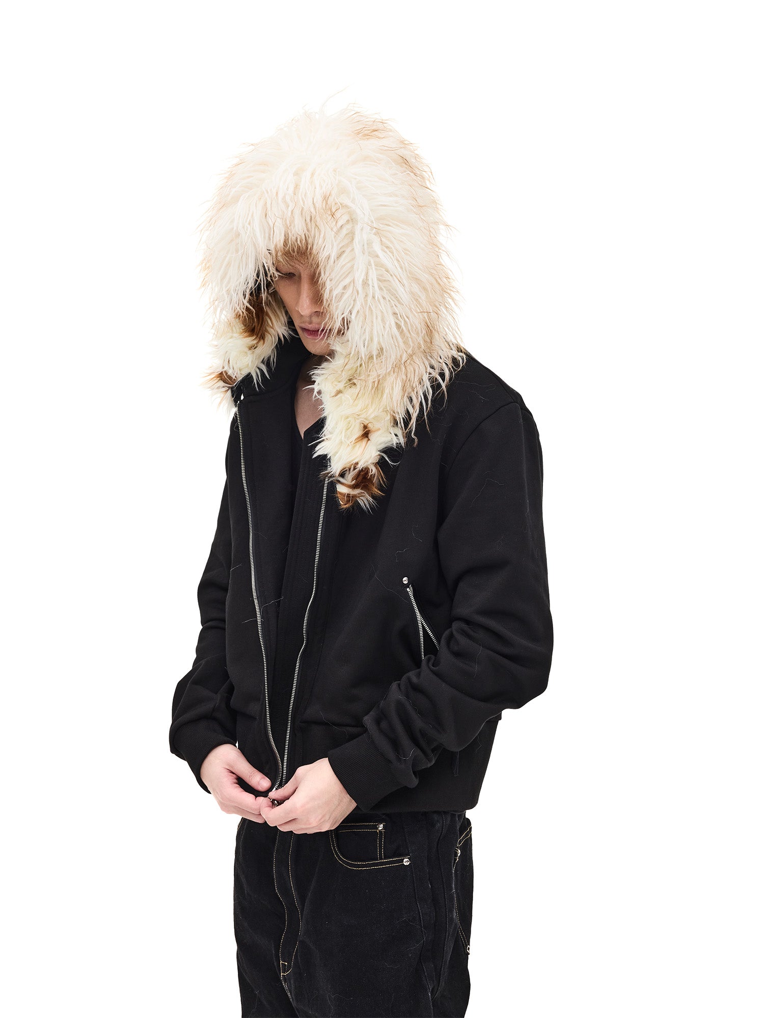 WHISTLEHUNTER Detachable Faux Fur Collar Zip-Up Hoodie, premium urban and streetwear designers apparel on PROJECTISR.com, WHISTLEHUNTER