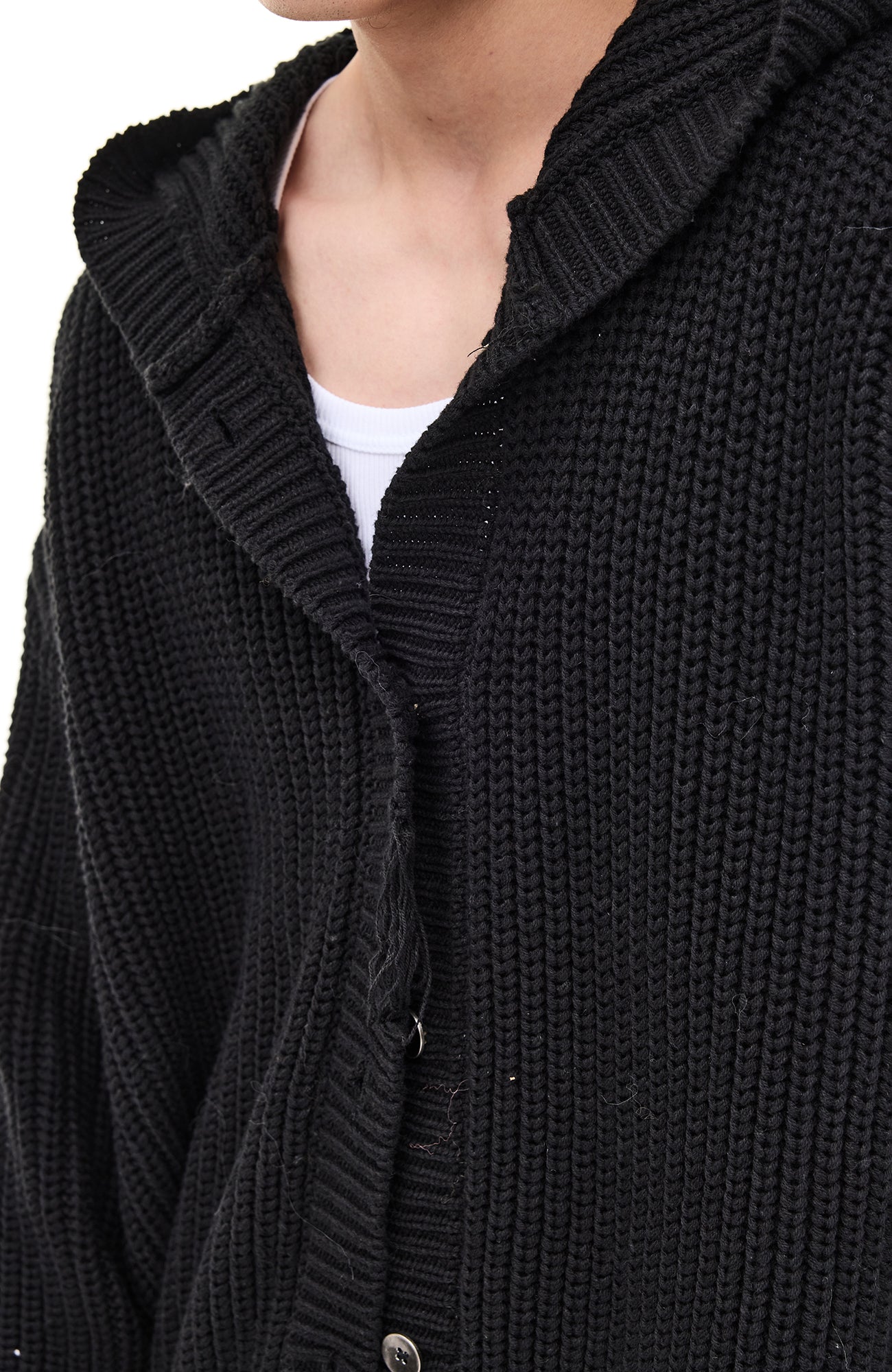 WHISTLEHUNTER Distressed Knit Hooded Cardigan