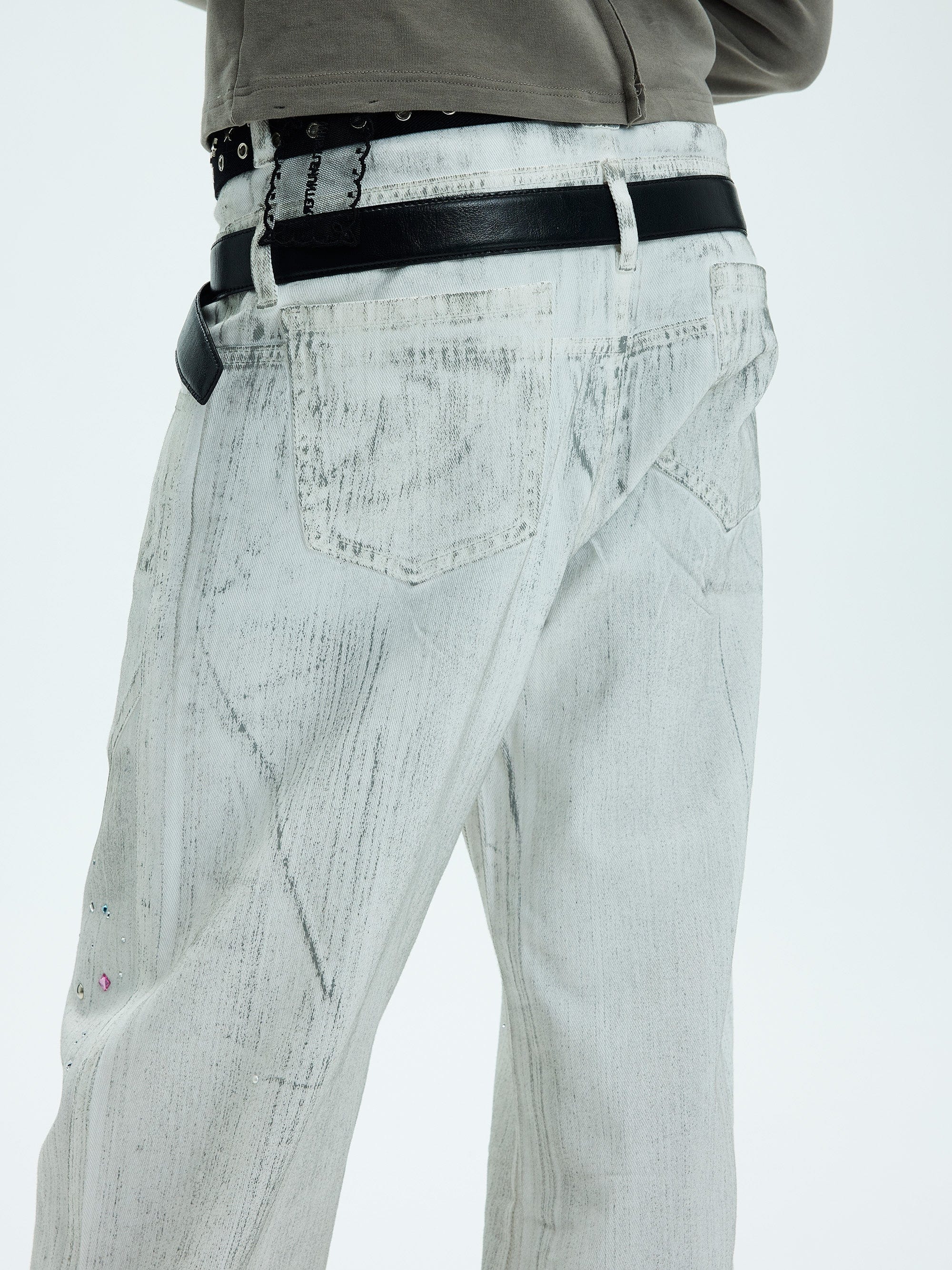 WHISTLEHUNTER Spliced Gems Painted Jeans White