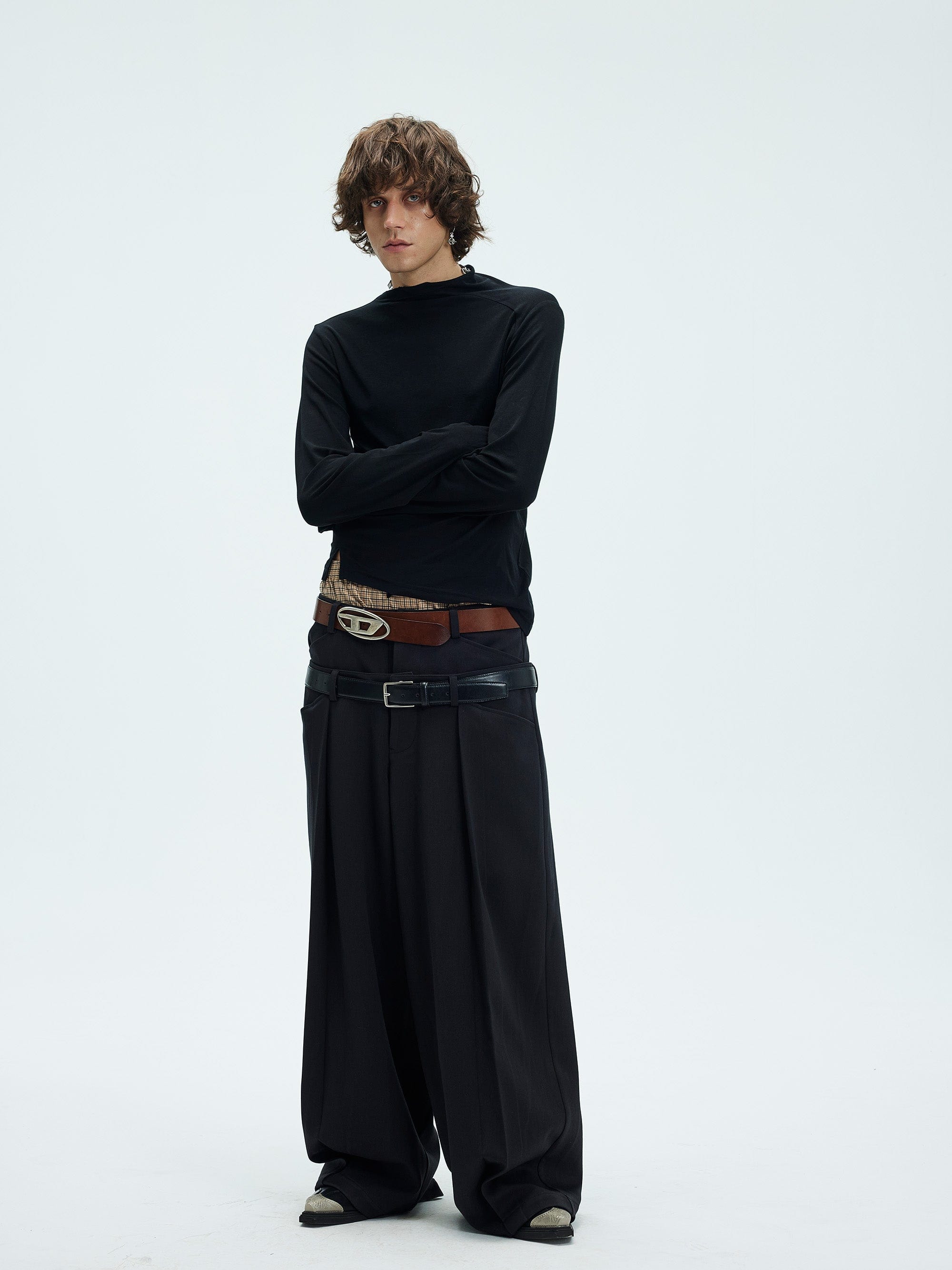 WHISTLEHUNTER Double-Waist Pleated Trousers