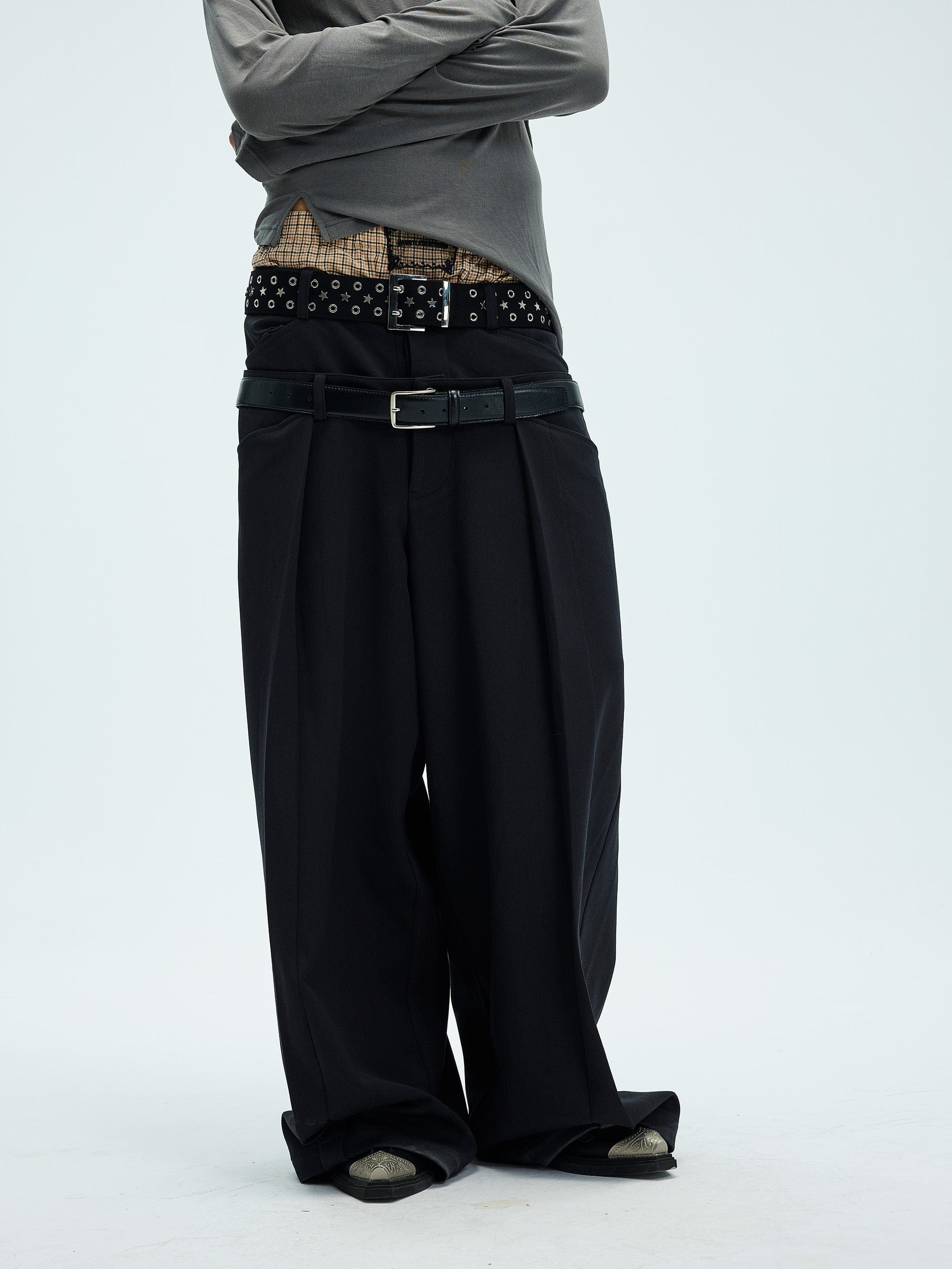 WHISTLEHUNTER Double-Waist Pleated Trousers