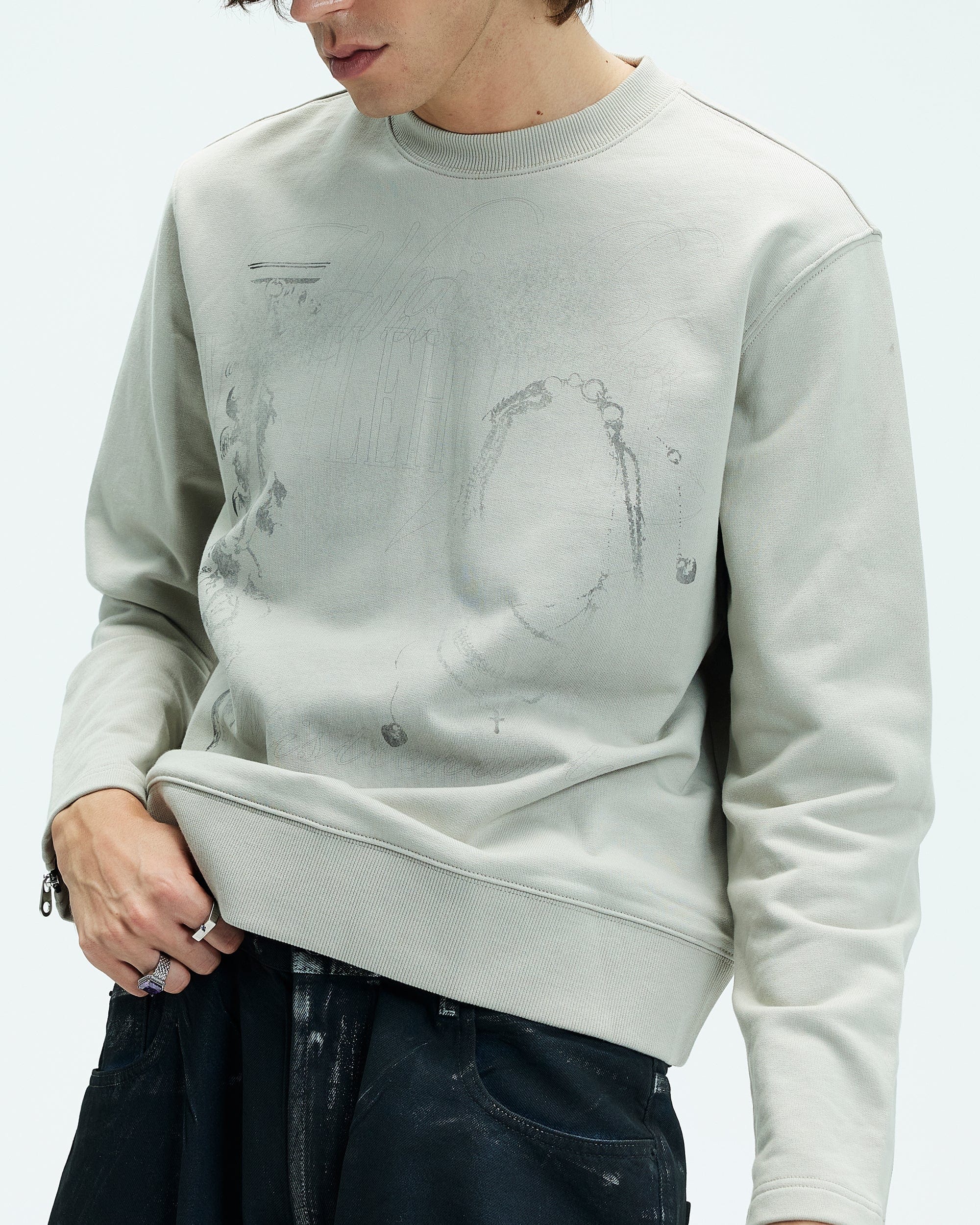 WHISTLEHUNTER Distressed Zipper Sweatshirt