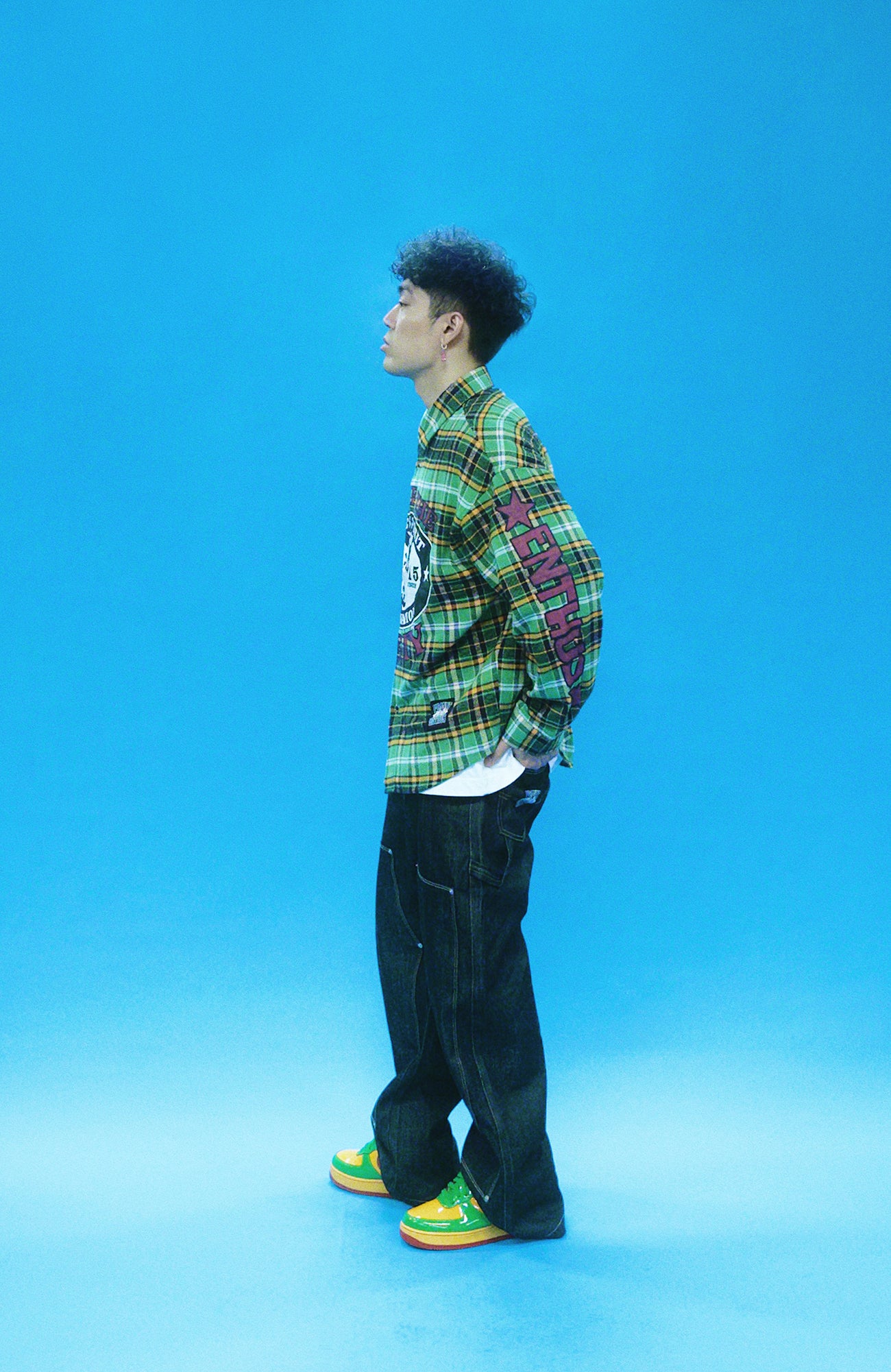 EVETS Colorblock Plaid Graphic Shirt, premium urban and streetwear designers apparel on PROJECTISR.com, EVETS