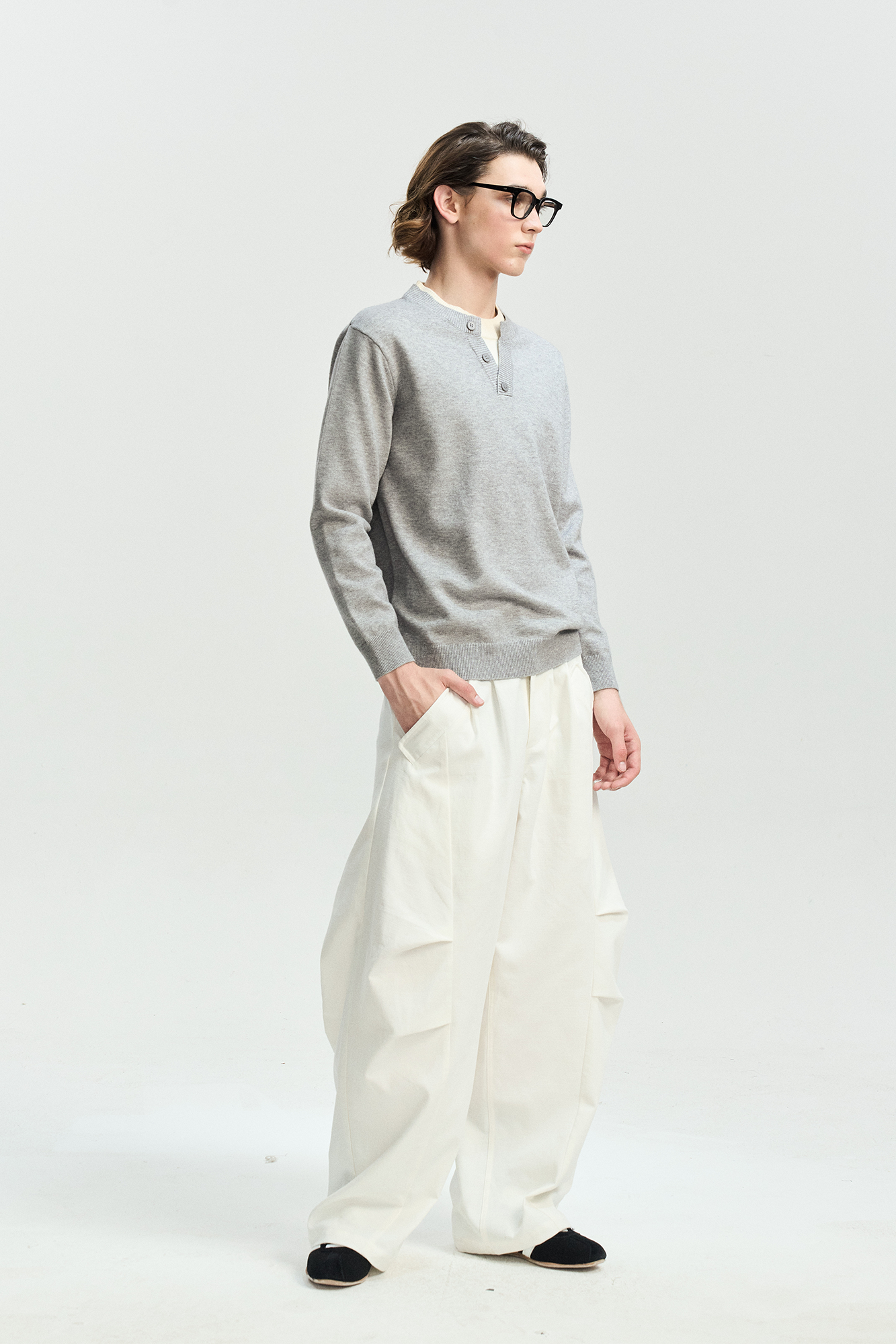 LEONSENSE Faux-Layered Henley Sweater, premium urban and streetwear designers apparel on PROJECTISR.com, LEONSENSE