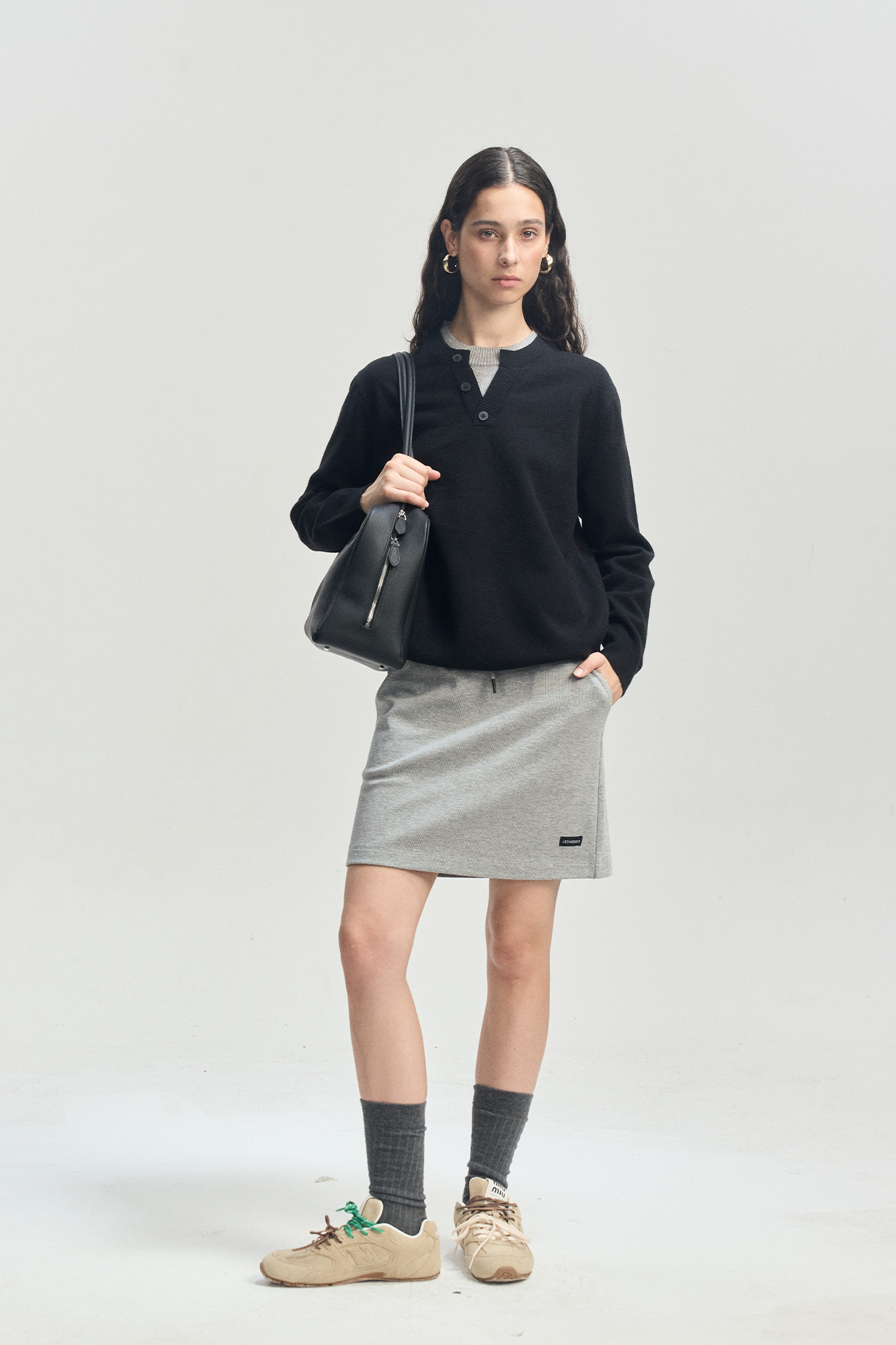 LEONSENSE Faux-Layered Henley Sweater, premium urban and streetwear designers apparel on PROJECTISR.com, LEONSENSE