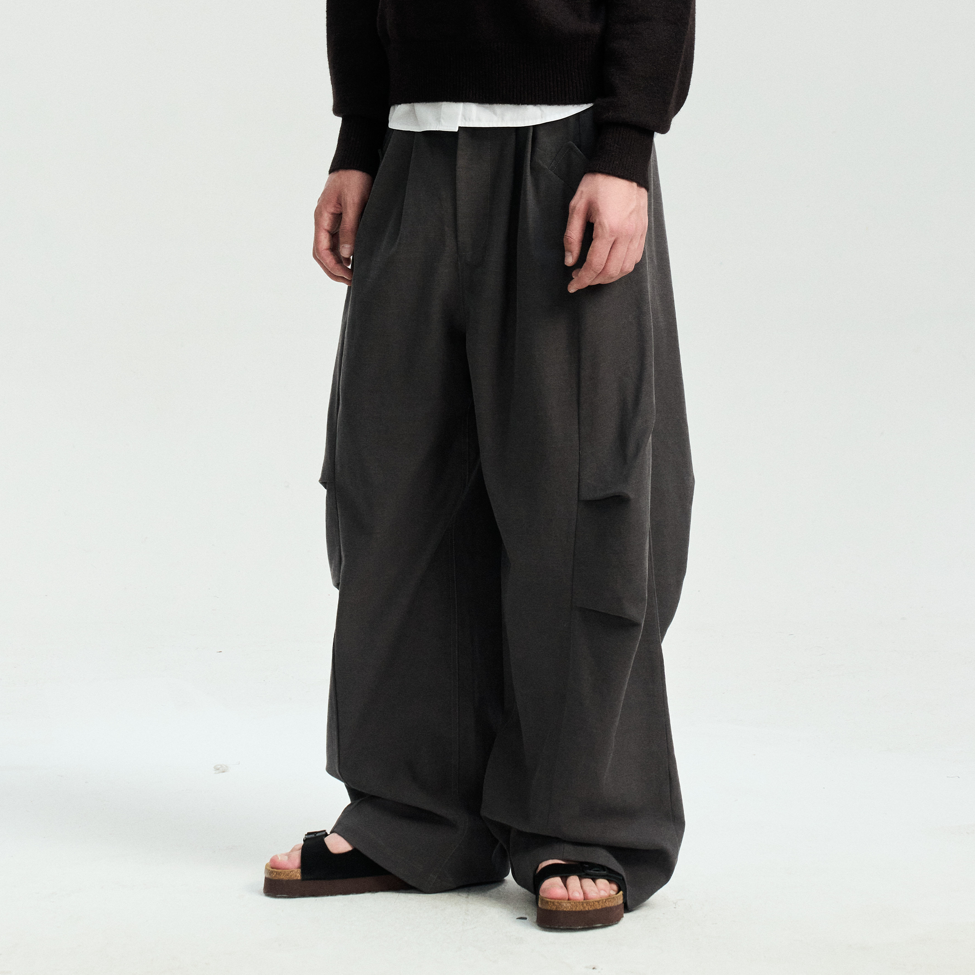 LEONSENSE Modern Curved Paneled Tencel-Cotton Pants, premium urban and streetwear designers apparel on PROJECTISR.com, LEONSENSE