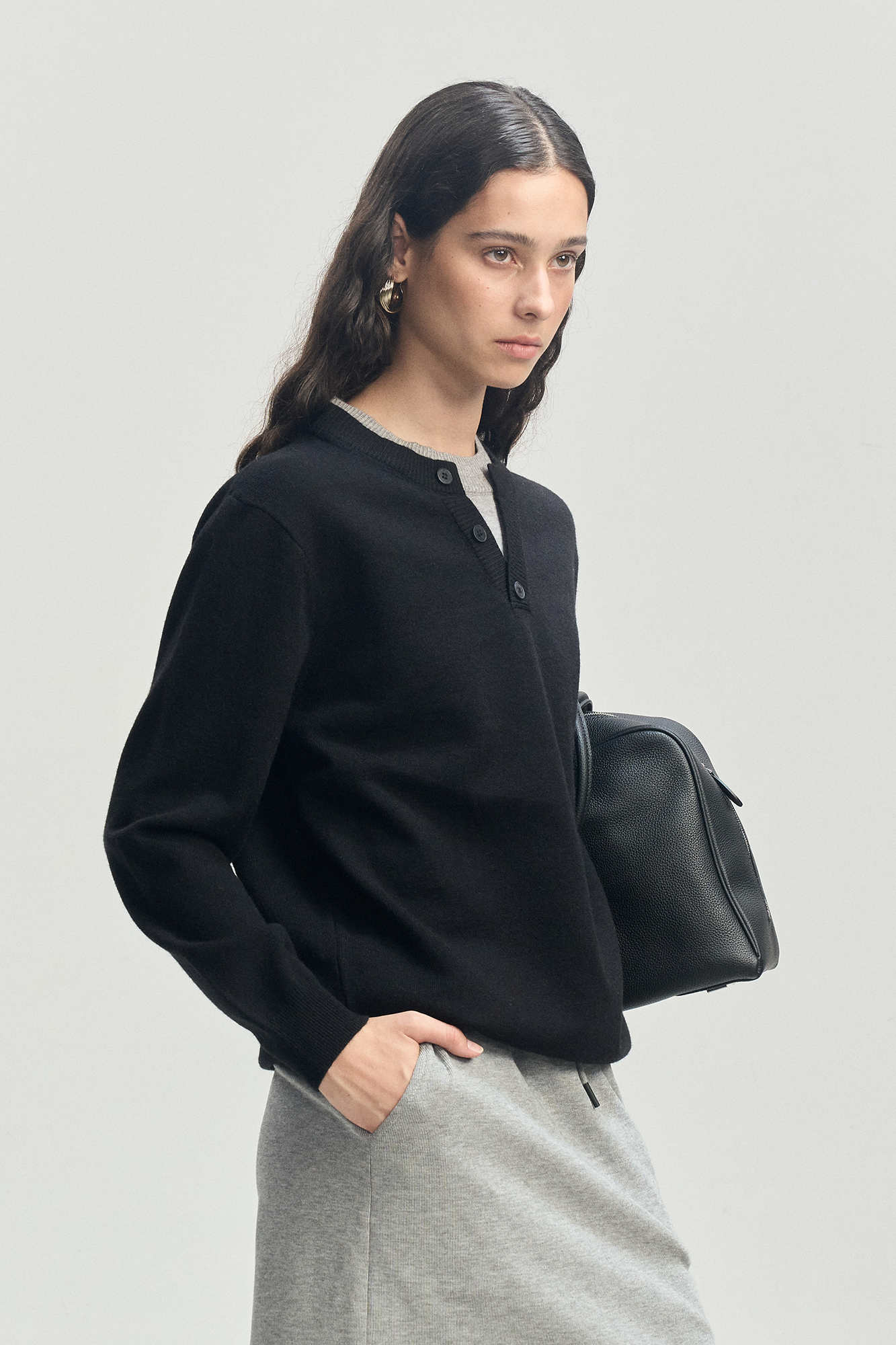 LEONSENSE Faux-Layered Henley Sweater, premium urban and streetwear designers apparel on PROJECTISR.com, LEONSENSE