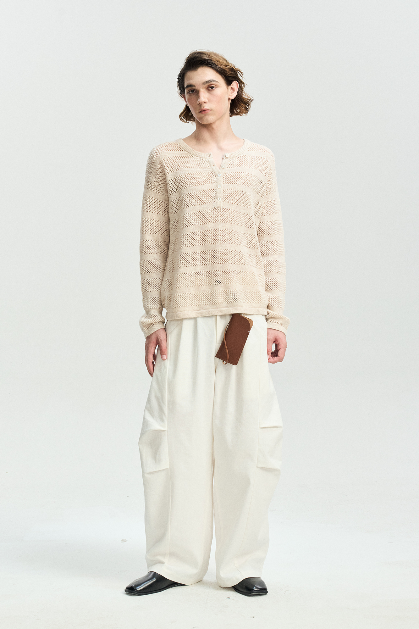 LEONSENSE Modern Curved Paneled Tencel-Cotton Pants, premium urban and streetwear designers apparel on PROJECTISR.com, LEONSENSE