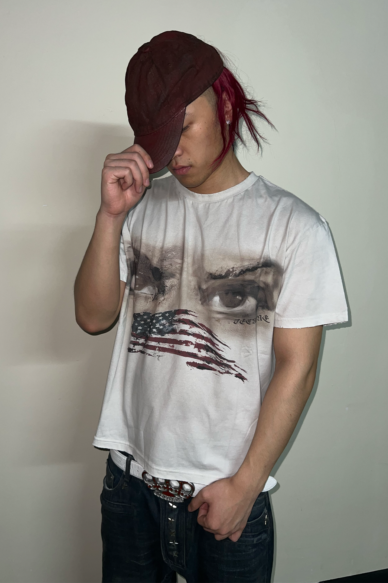 TECNINEGROUP Washed Distressed Eye Graphic T-Shirt