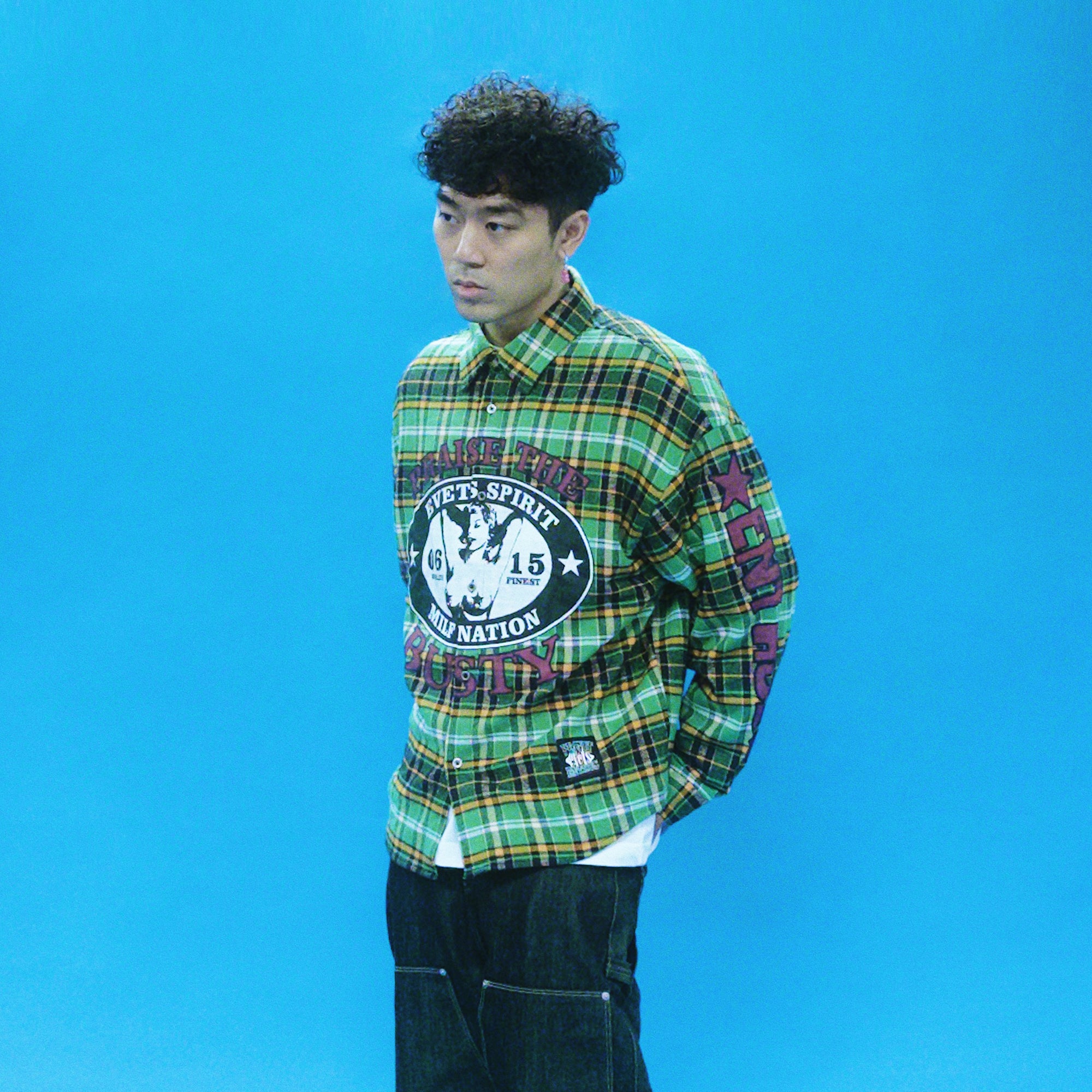 EVETS Colorblock Plaid Graphic Shirt, premium urban and streetwear designers apparel on PROJECTISR.com, EVETS