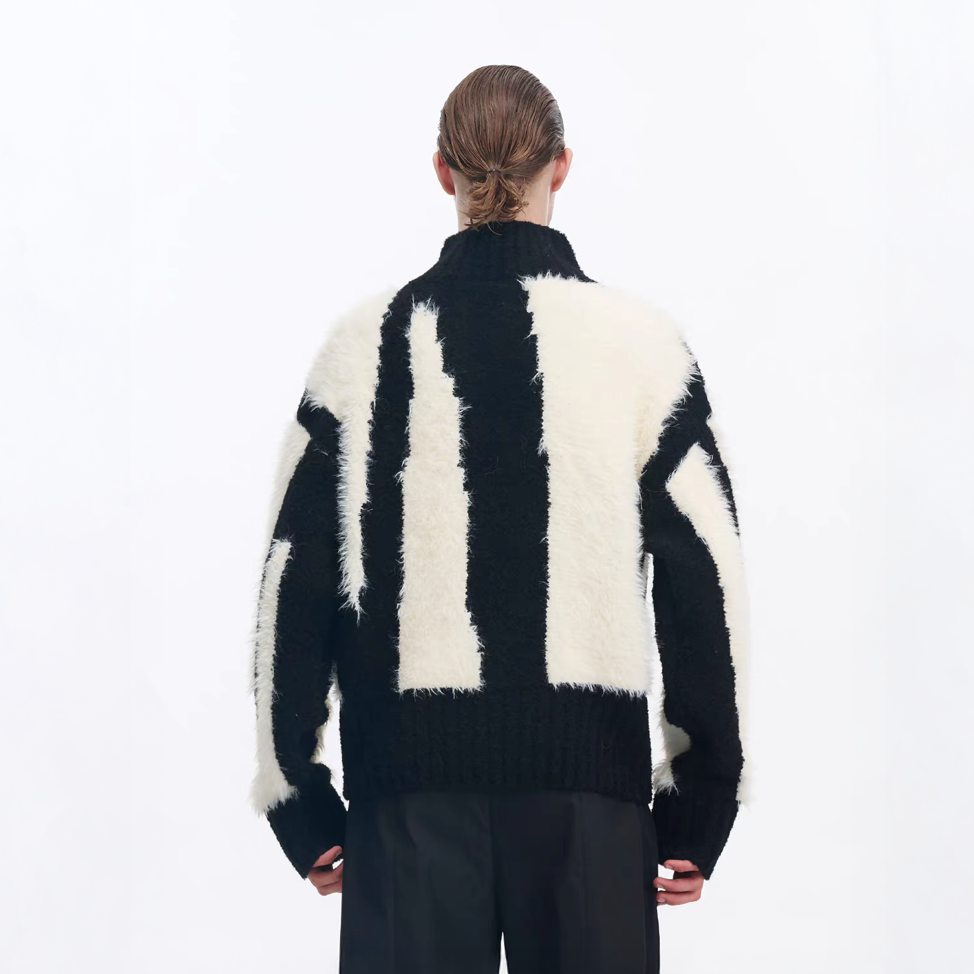 TIWILLTANG Fuzzy Faux-Mink Contrast Sweater, premium urban and streetwear designers apparel on PROJECTISR.com, TIWILLTANG