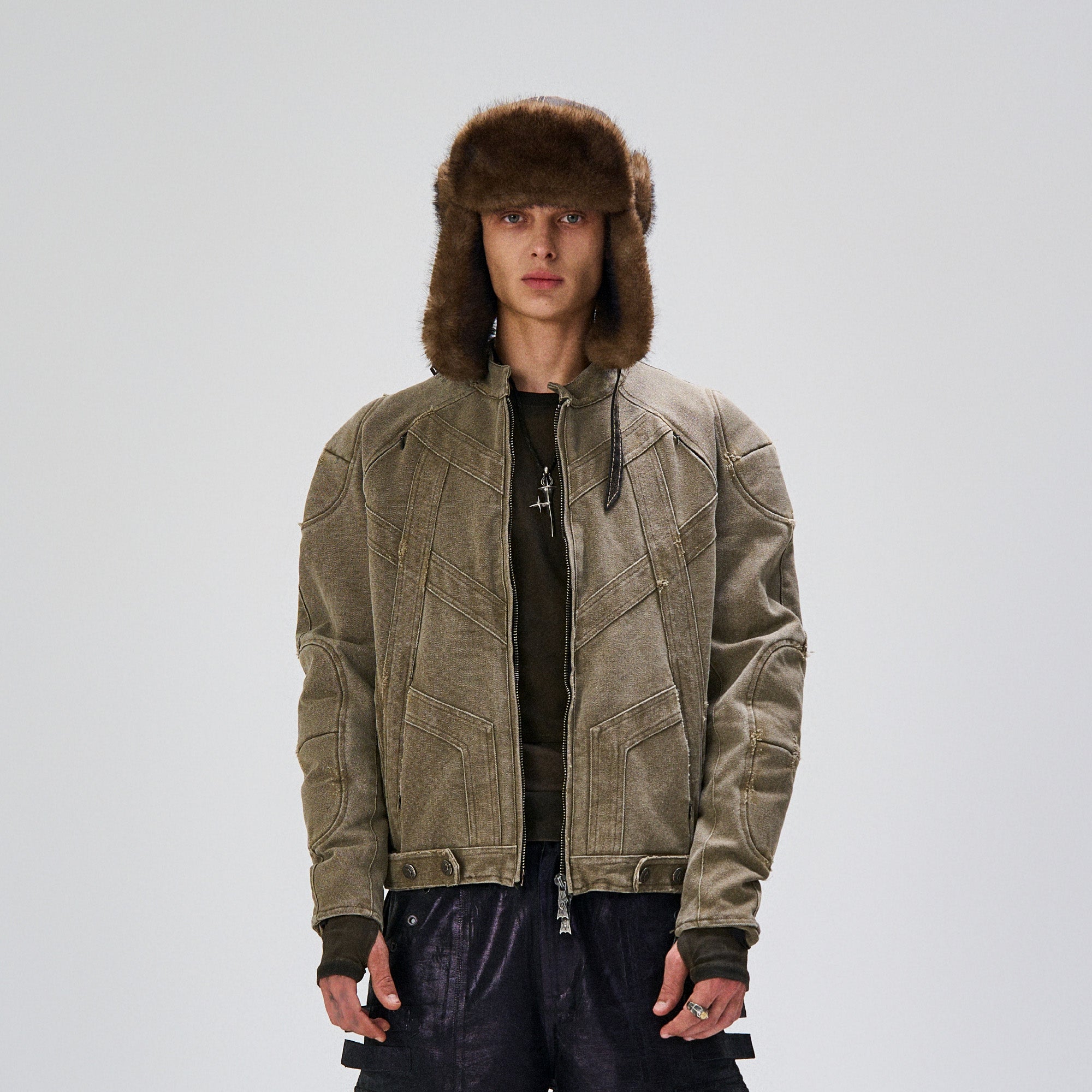 FLYERRER Panel Armor Moto Canvas Jacket, premium urban and streetwear designers apparel on PROJECTISR.com, FLYERRER
