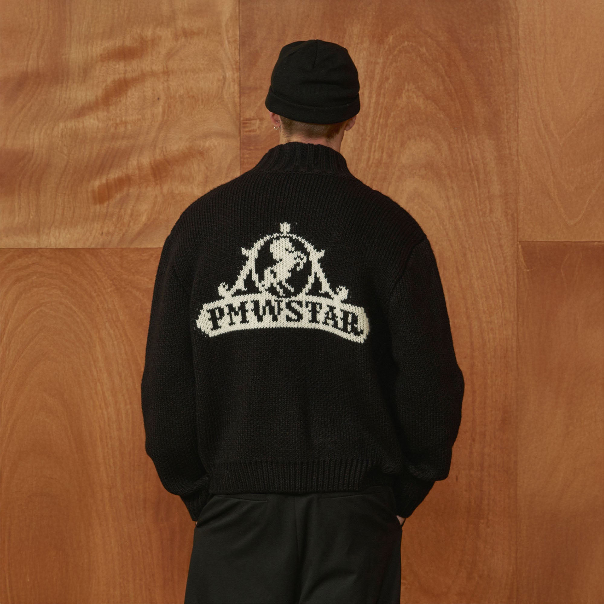 PMW Chunky LOGO Intarsia Zip-Up Sweater