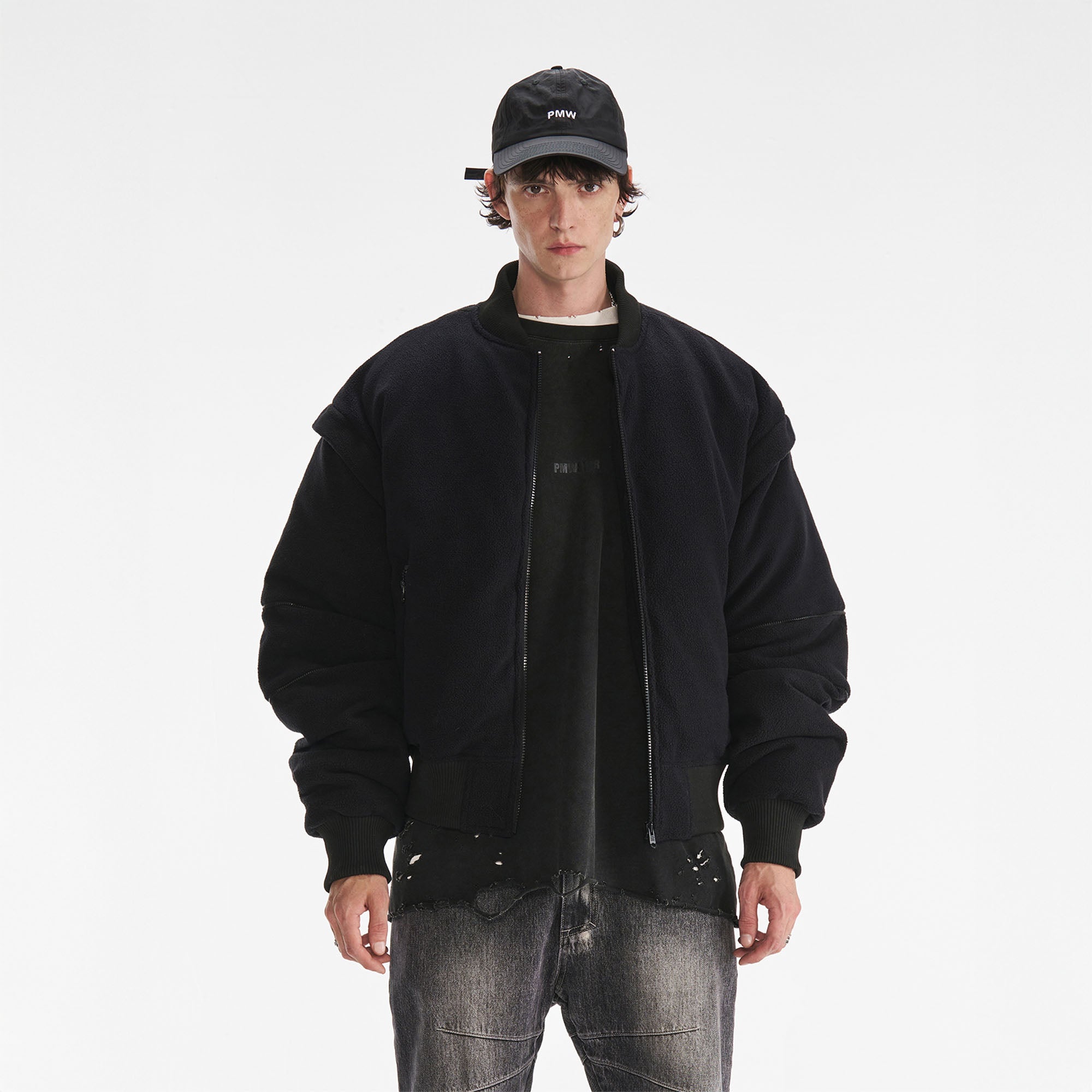 PMW Deconstructed Detachable Sleeve Bomber Jacket
