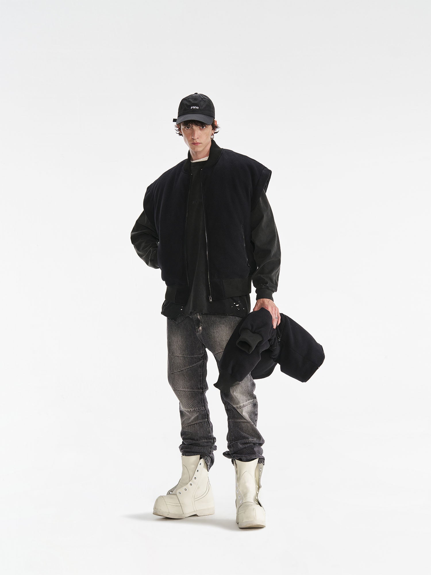 PMW Deconstructed Detachable Sleeve Bomber Jacket