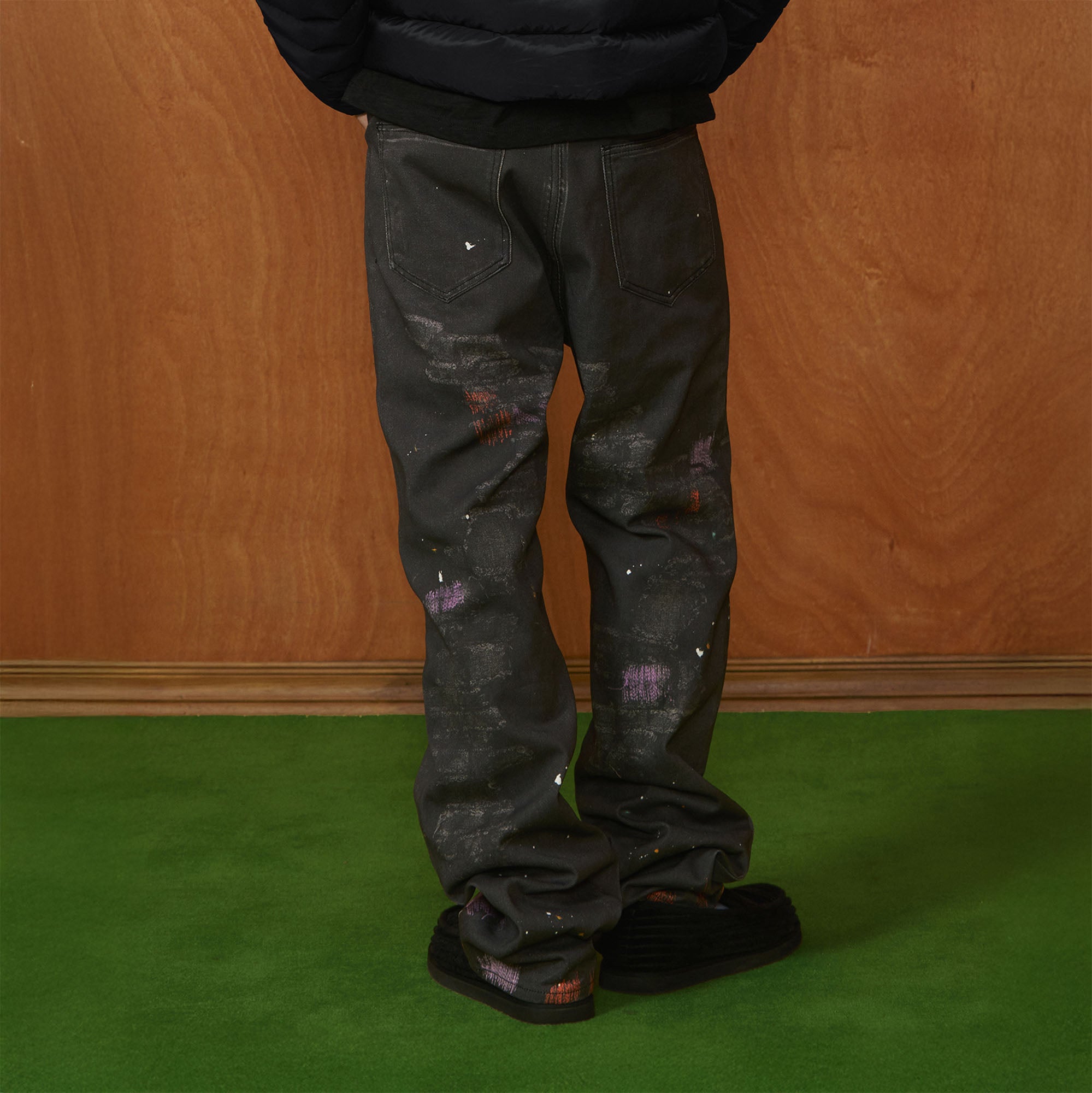 PMW Distressed Brush-Paint Straight-Leg Jeans, premium urban and streetwear designers apparel on PROJECTISR.com, PMW