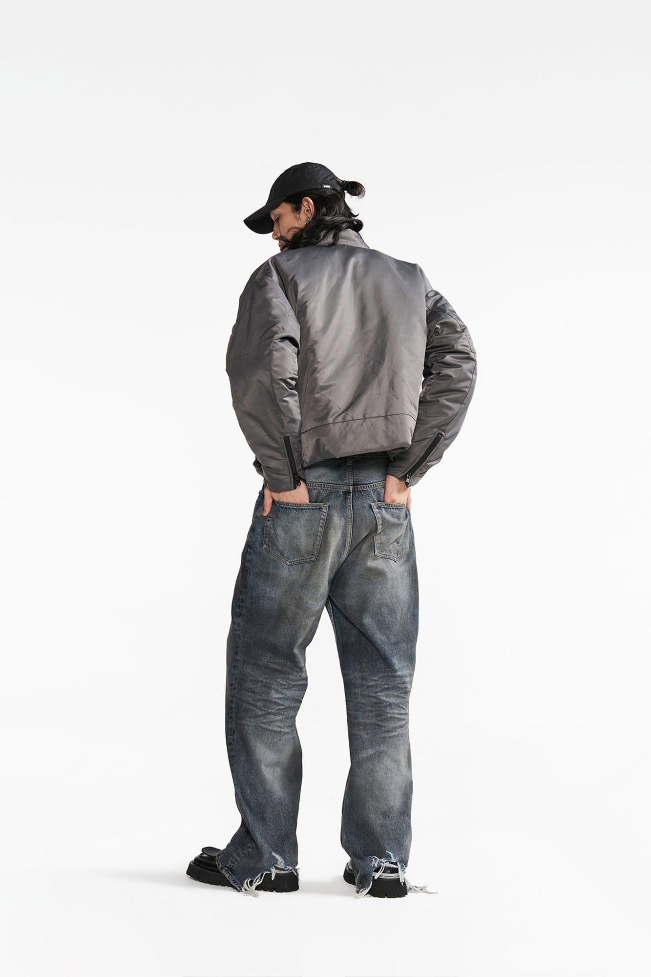 PMW Satin Cropped Bomber Jacket