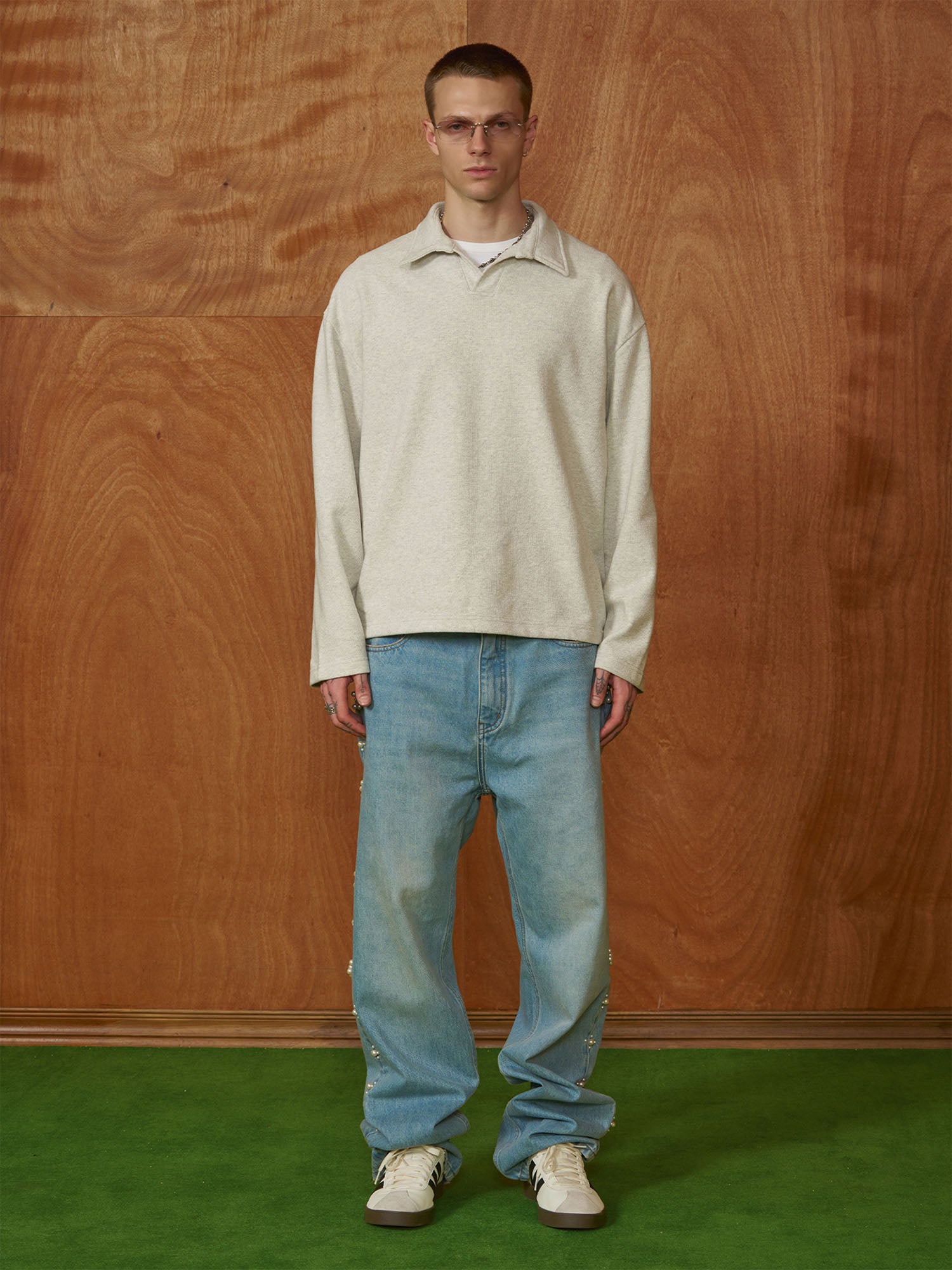 PMW Pearl-Embellished Washed Straight-Leg Jeans, premium urban and streetwear designers apparel on PROJECTISR.com, PMW