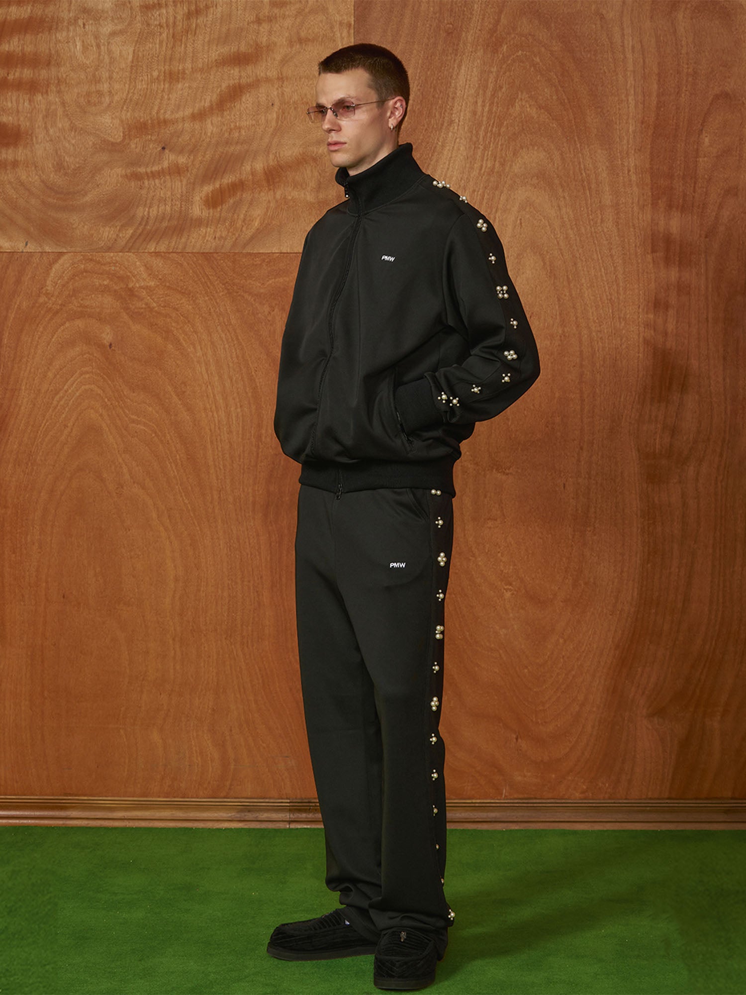 PMW Pearl-Embellished Track Pants, premium urban and streetwear designers apparel on PROJECTISR.com, PMW