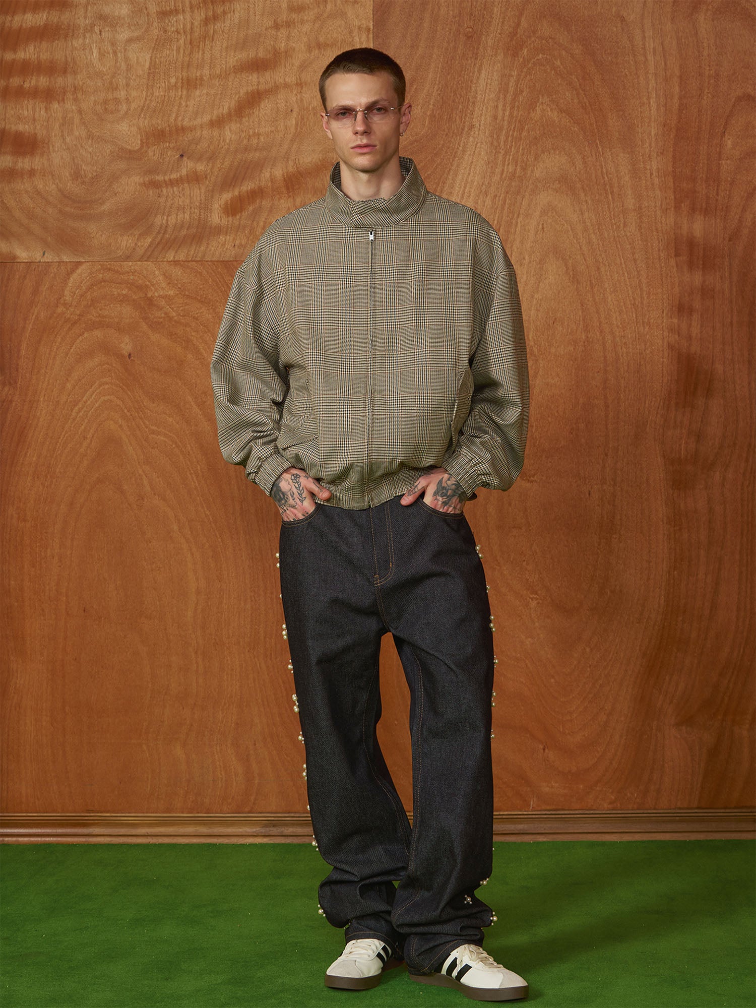 PMW Pearl-Embellished Raw Jeans, premium urban and streetwear designers apparel on PROJECTISR.com, PMW