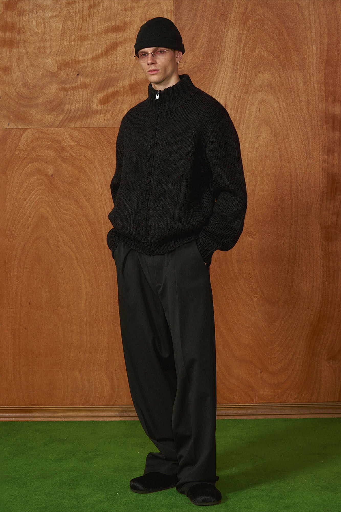 PMW Chunky LOGO Intarsia Zip-Up Sweater