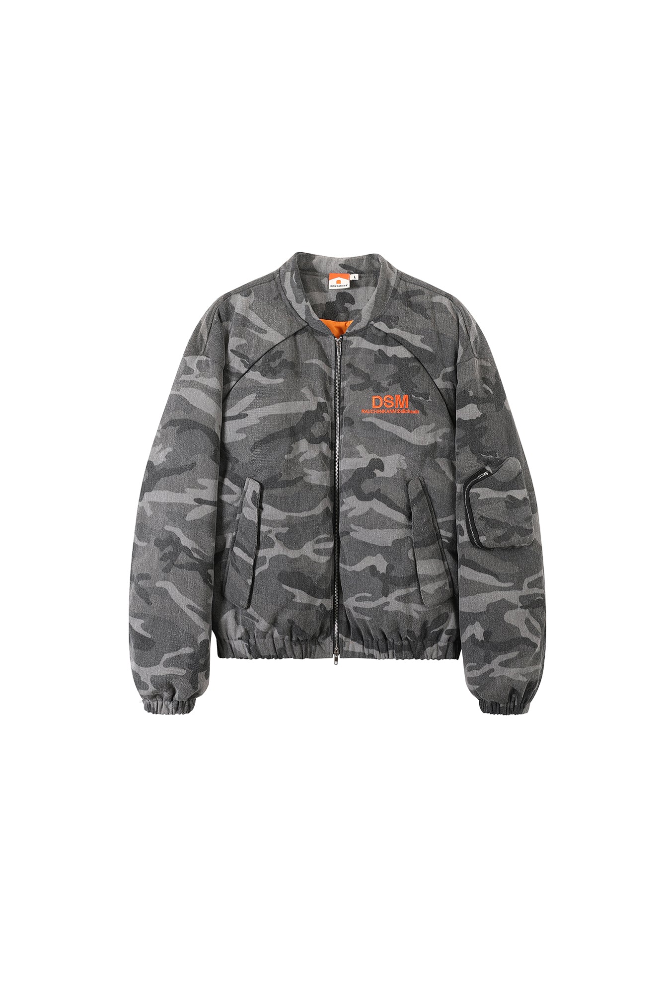 DONSMOKE Paneled Camo Embroidered LOGO Bomber Jacket