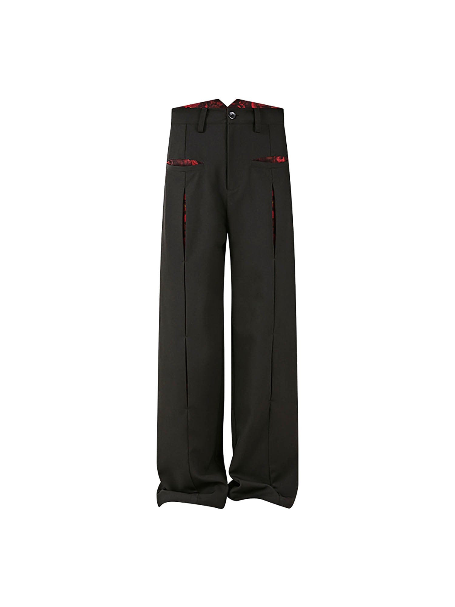 KREATE Floral Insert Slit Straight-Leg Trousers, premium urban and streetwear designers apparel on PROJECTISR.com, KREATE