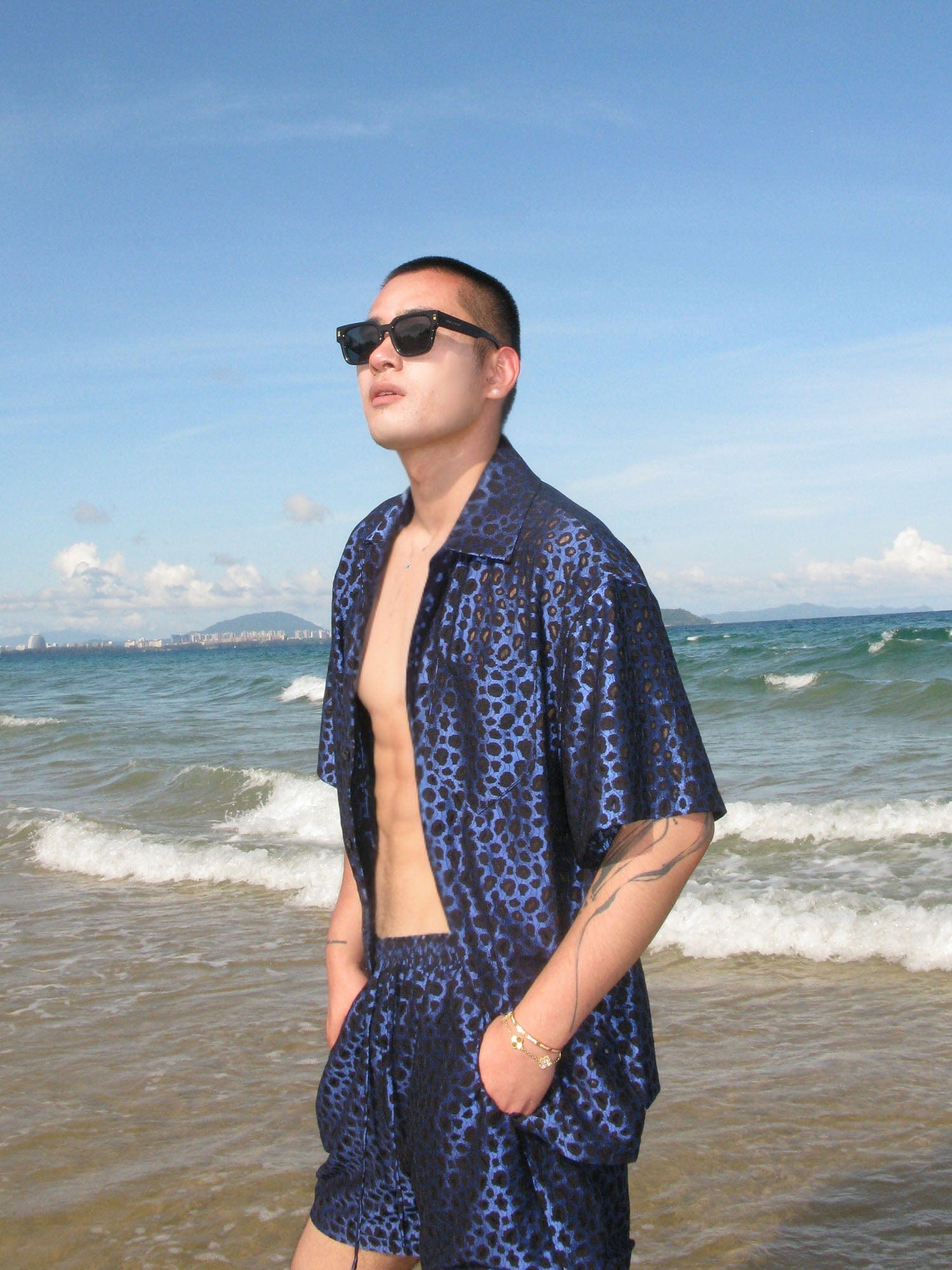 SOURPLUM Leopard Satin Half Shirt, premium urban and streetwear designers apparel on PROJECTISR.com, SOURPLUM
