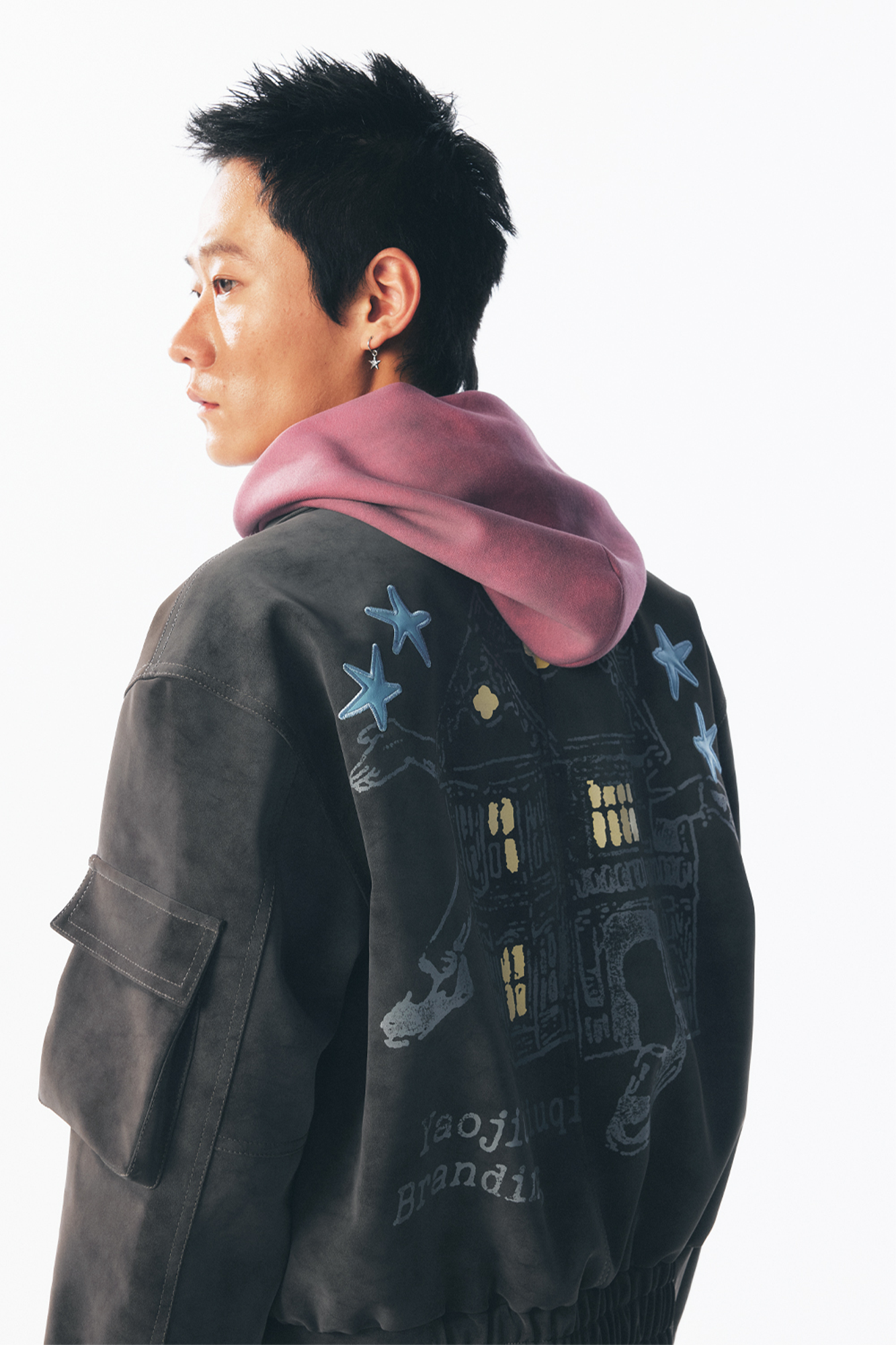 1997 POSTOFFICE Star Patch Studded Cropped Jacket