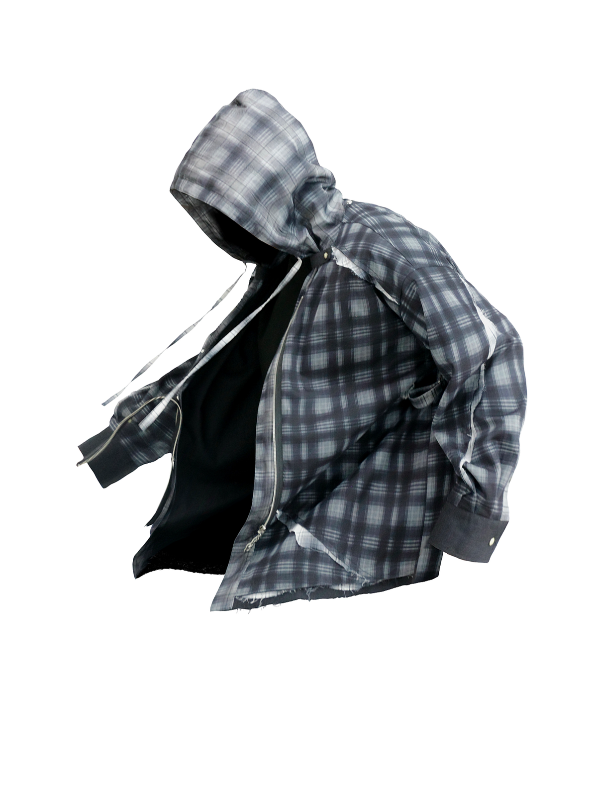 RELABEL Plaid Layered Oversized Hooded Shirt