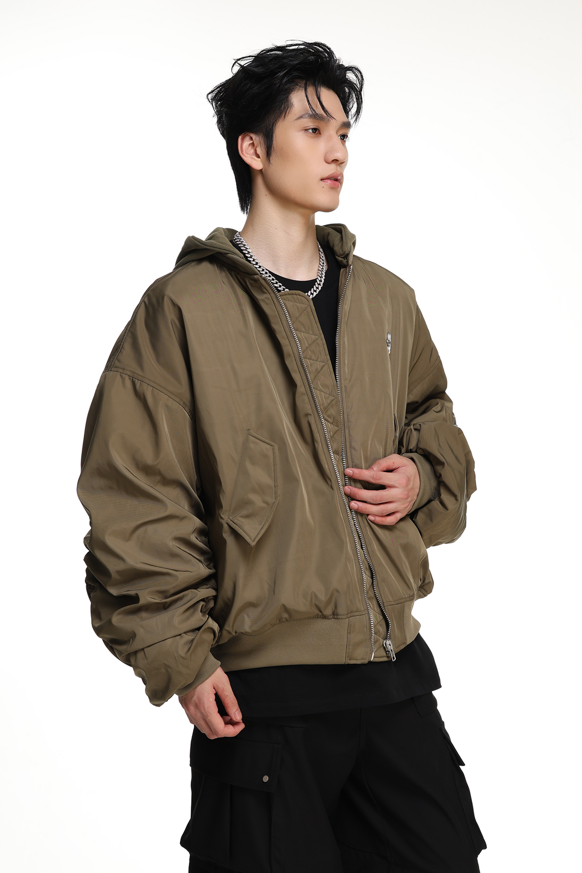 ARDENCODE Oversized Hooded Bomber Jacket, premium urban and streetwear designers apparel on PROJECTISR.com, ARDENCODE