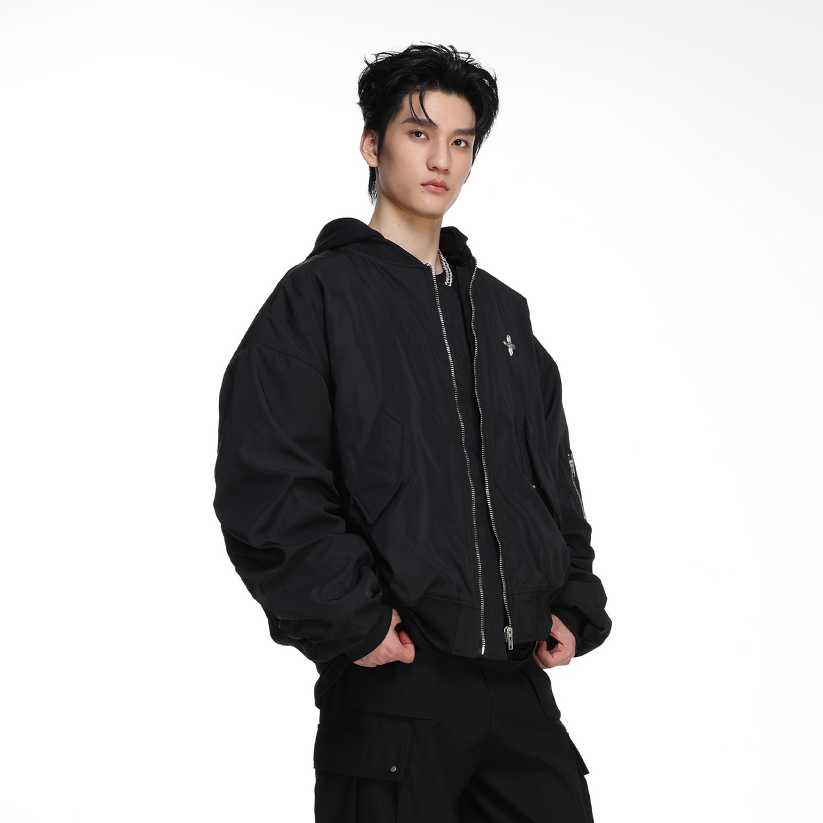 ARDENCODE Oversized Hooded Bomber Jacket, premium urban and streetwear designers apparel on PROJECTISR.com, ARDENCODE