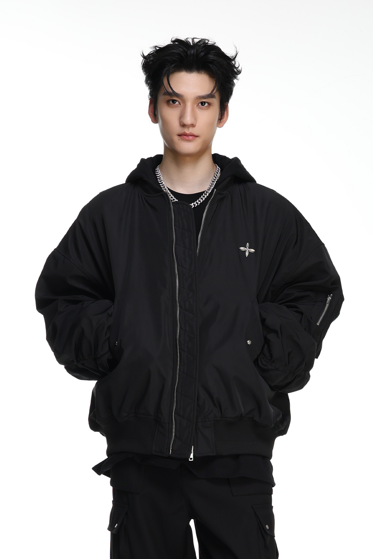 ARDENCODE Oversized Hooded Bomber Jacket, premium urban and streetwear designers apparel on PROJECTISR.com, ARDENCODE