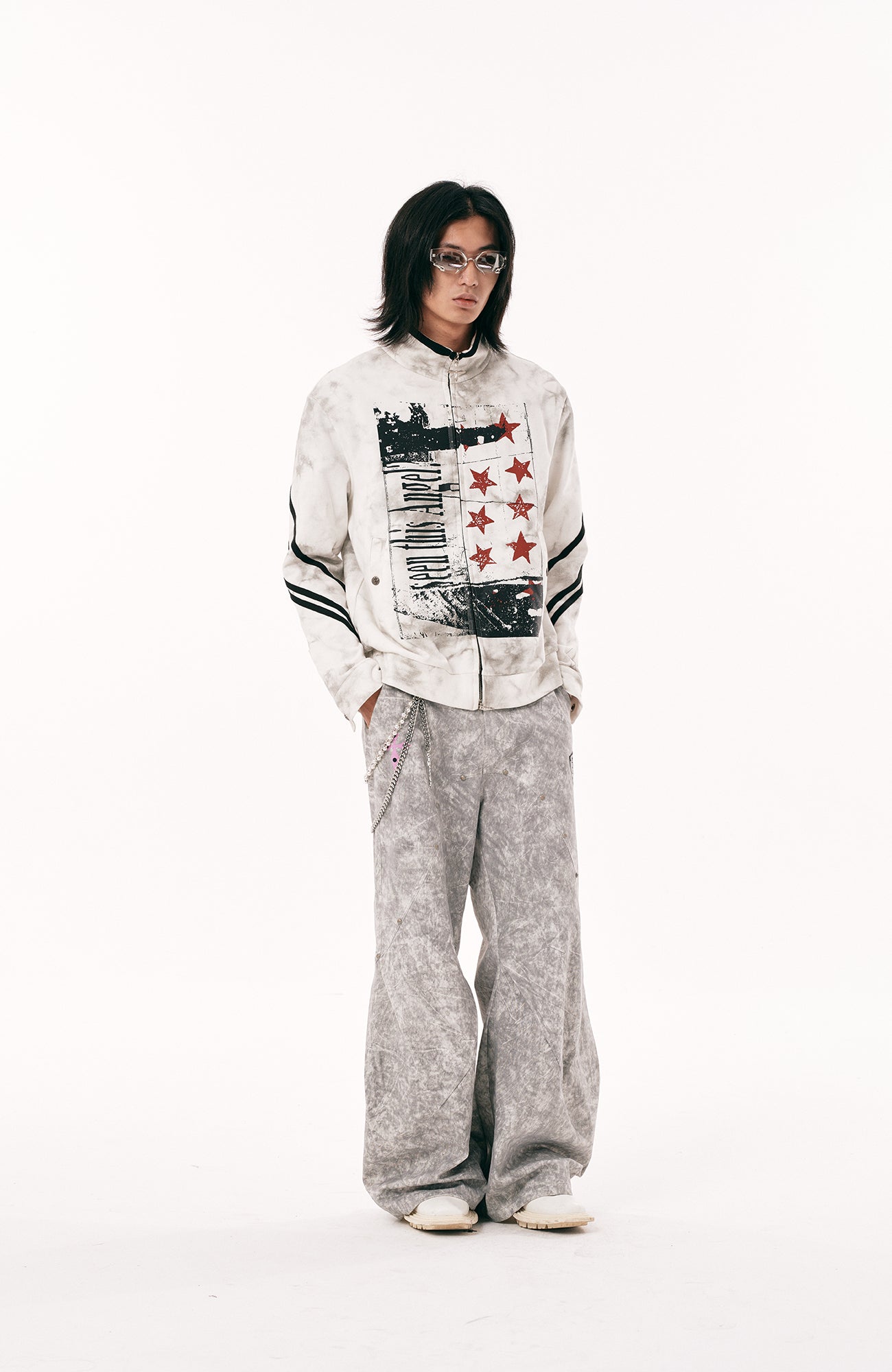 PASET Dirty Wash Star Graphic Track Jacket