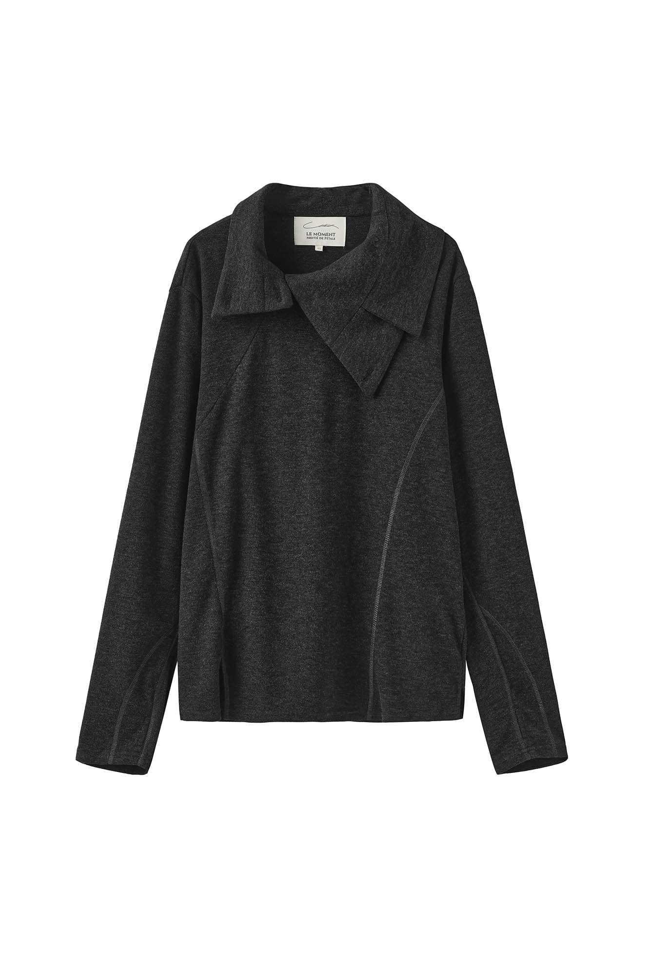 MOITIEDEPETALE Asymmetrical Collar Stitch Spliced Pullover