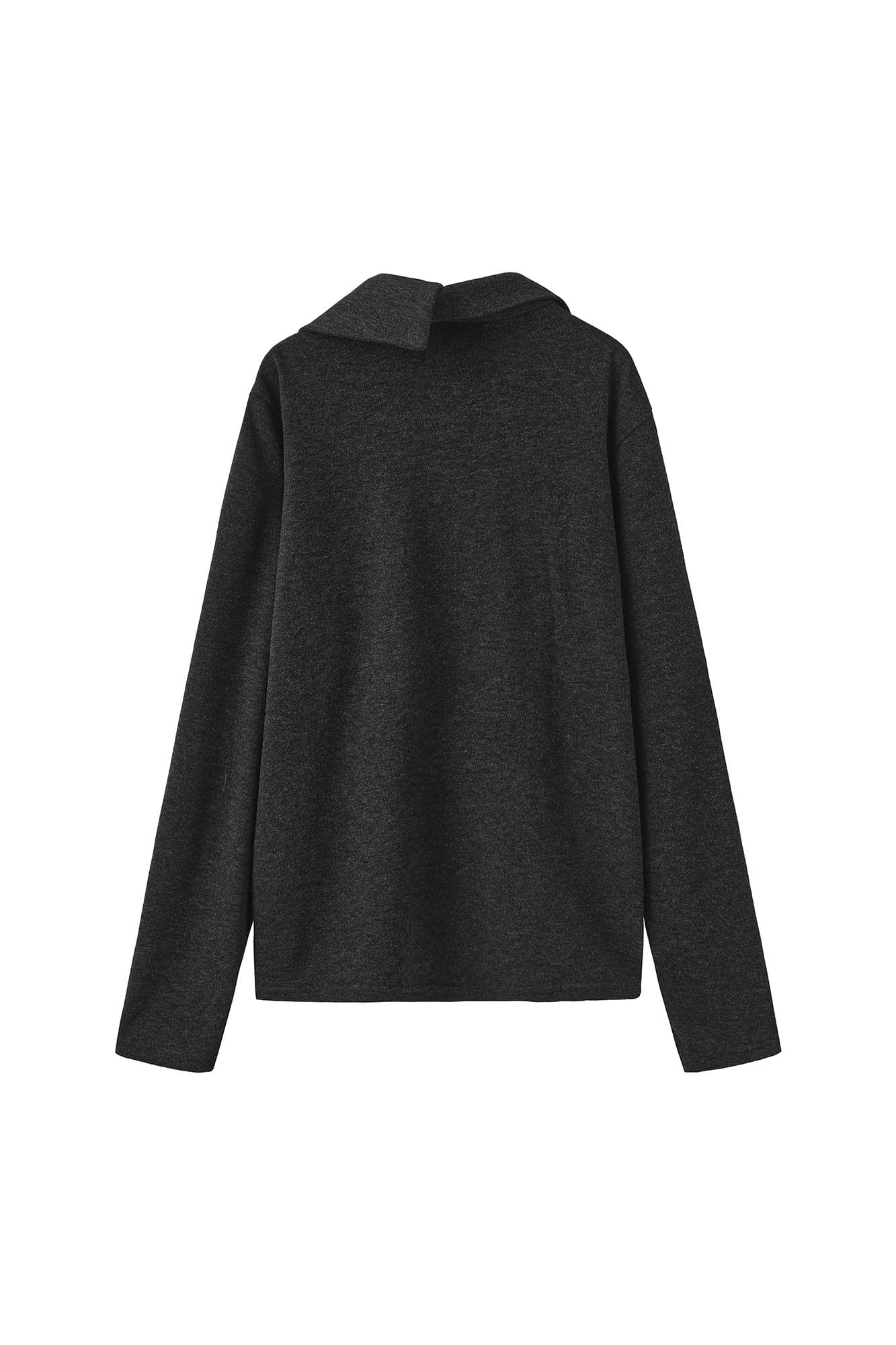 MOITIEDEPETALE Asymmetrical Collar Stitch Spliced Pullover
