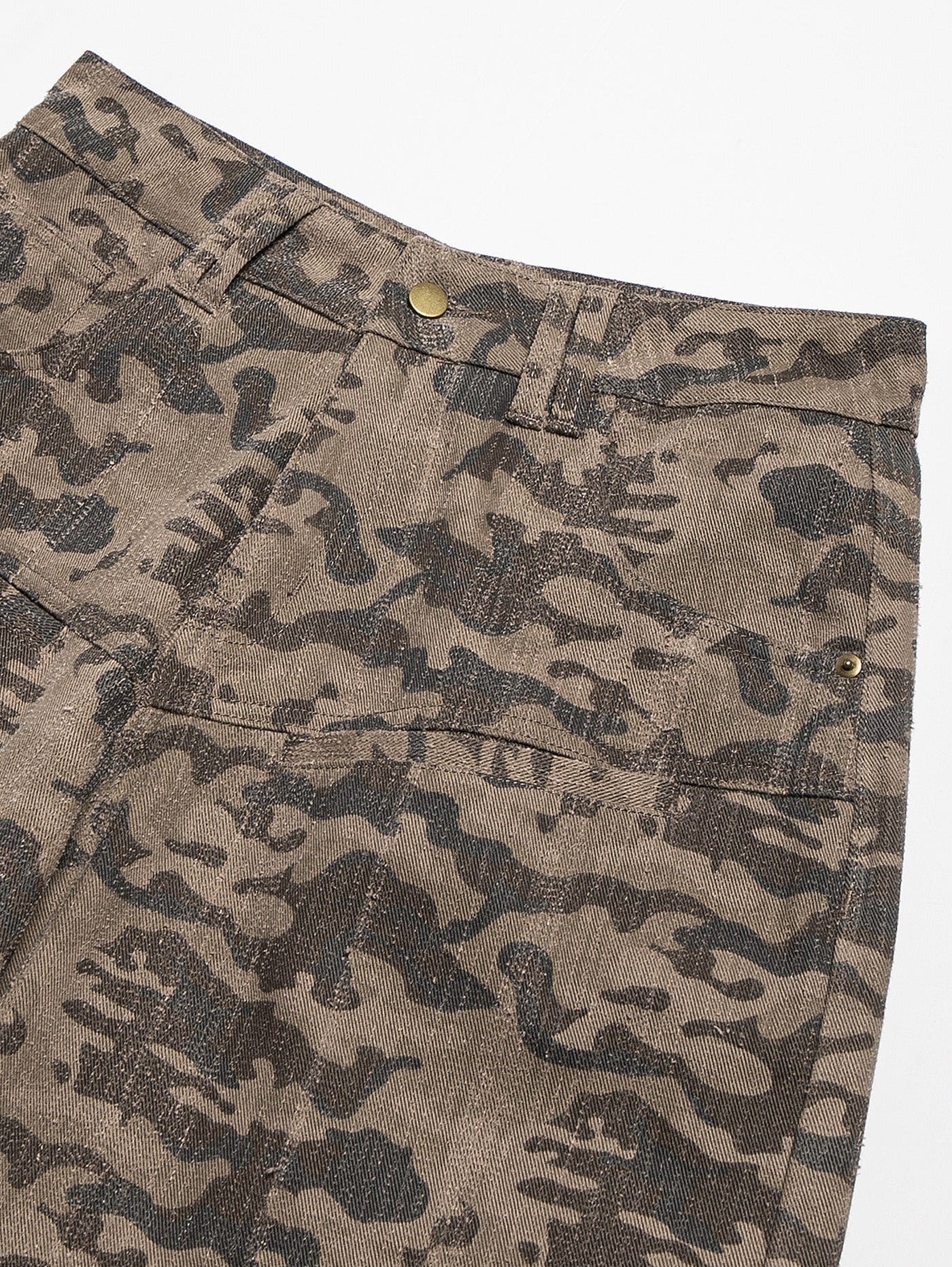 LEONSENSE Deconstructed Camo Cargo Shorts, premium urban and streetwear designers apparel on PROJECTISR.com, LEONSENSE