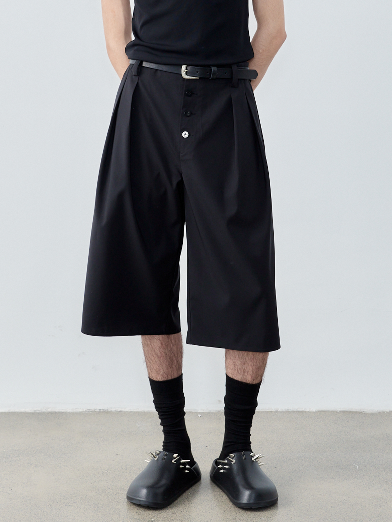 GRAINMUSTARD High-Waist Pleated Wool-Blend Cropped Trousers